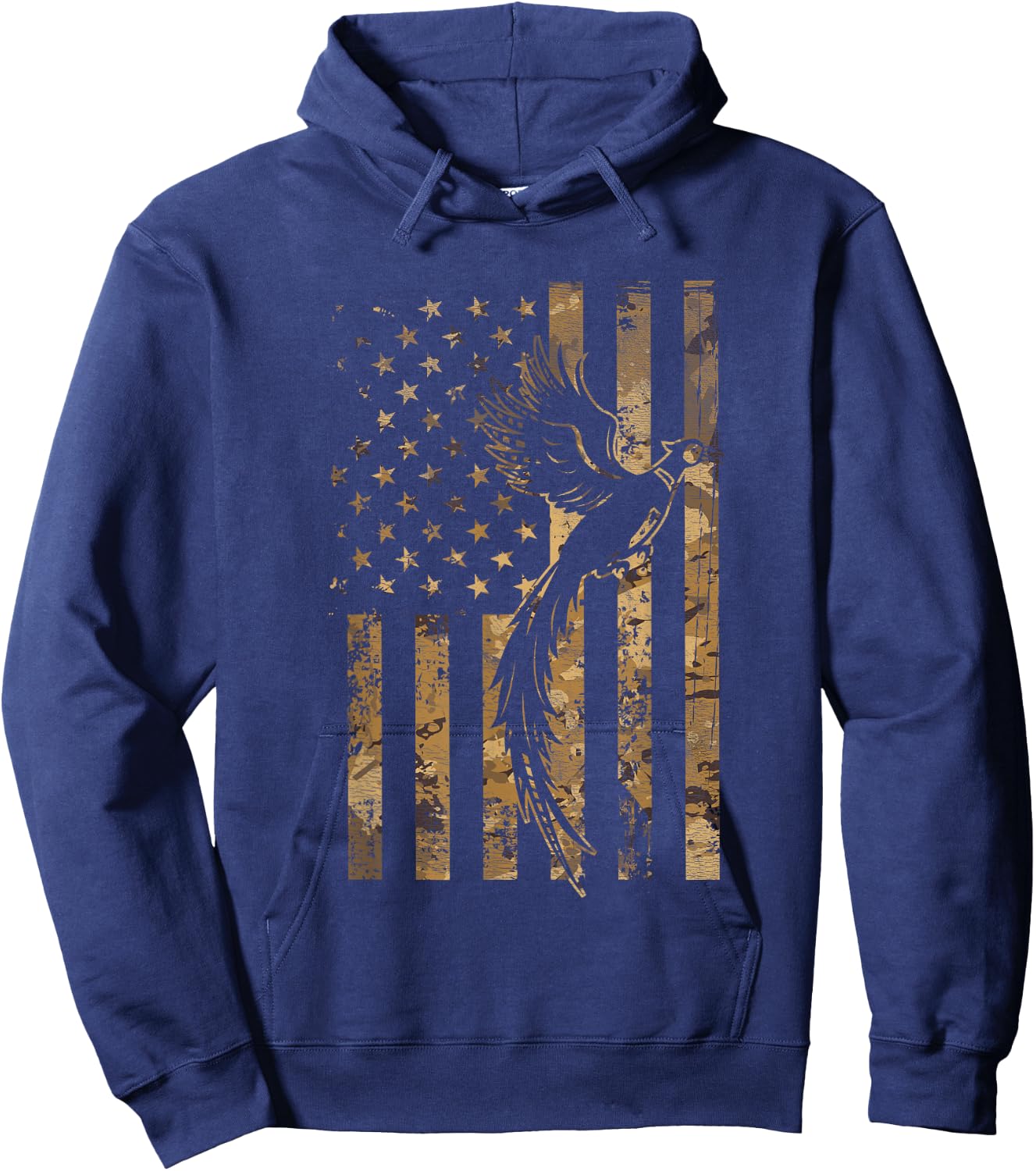 Pheasant Bird Hunter American Flag Camouflage Pheasant Hunt Hoodie - Hoodie | Navy