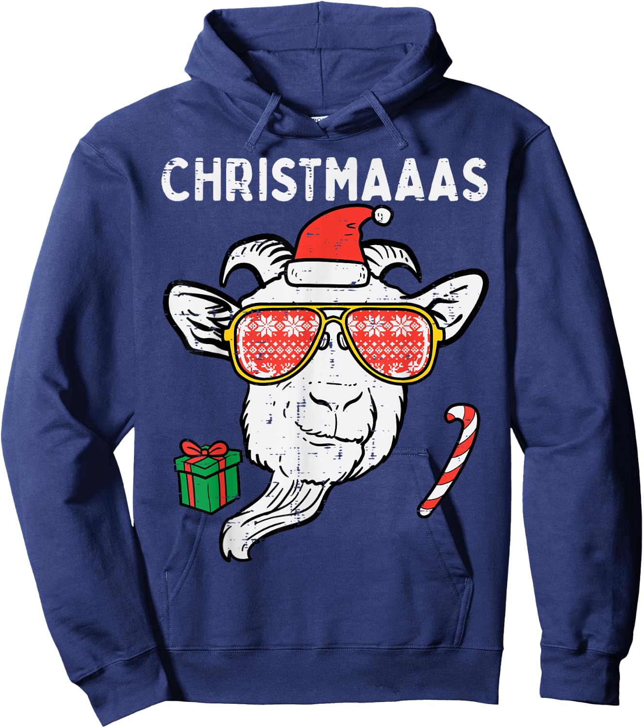 Christmas Goat Santa Xmas Farm Animal Farmer Men Women Kids Hoodie - Hoodie | Navy