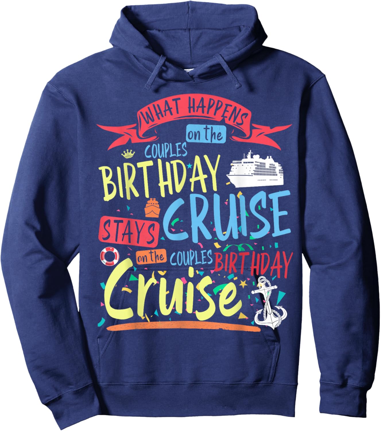 Couples Cruise Outfit Idea Women & Couples Birthday Cruise Hoodie - Hoodie | Navy
