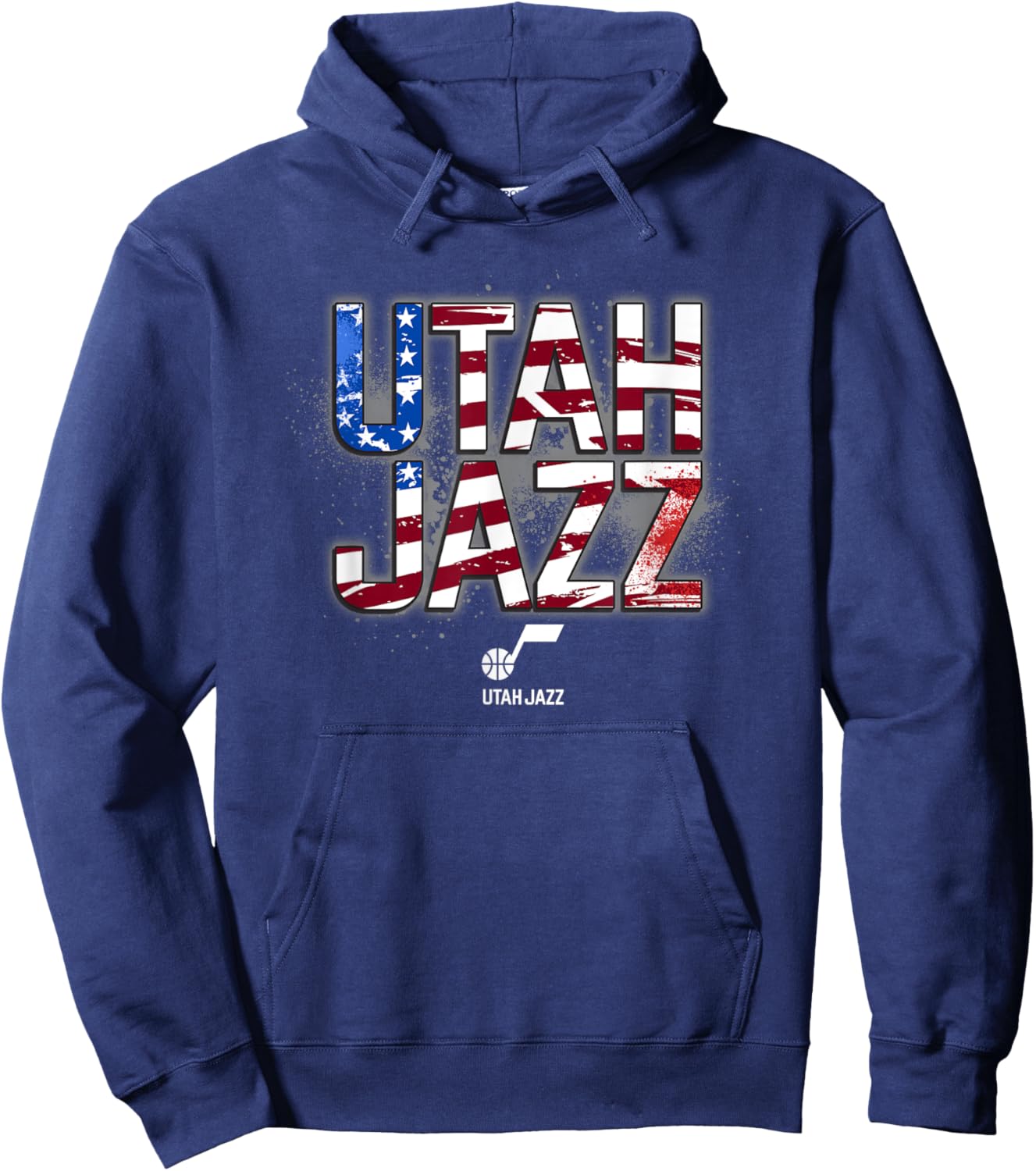 NBA Utah Jazz American Flag Distressed Paint Spill Logo Hoodie - Hoodie | Navy