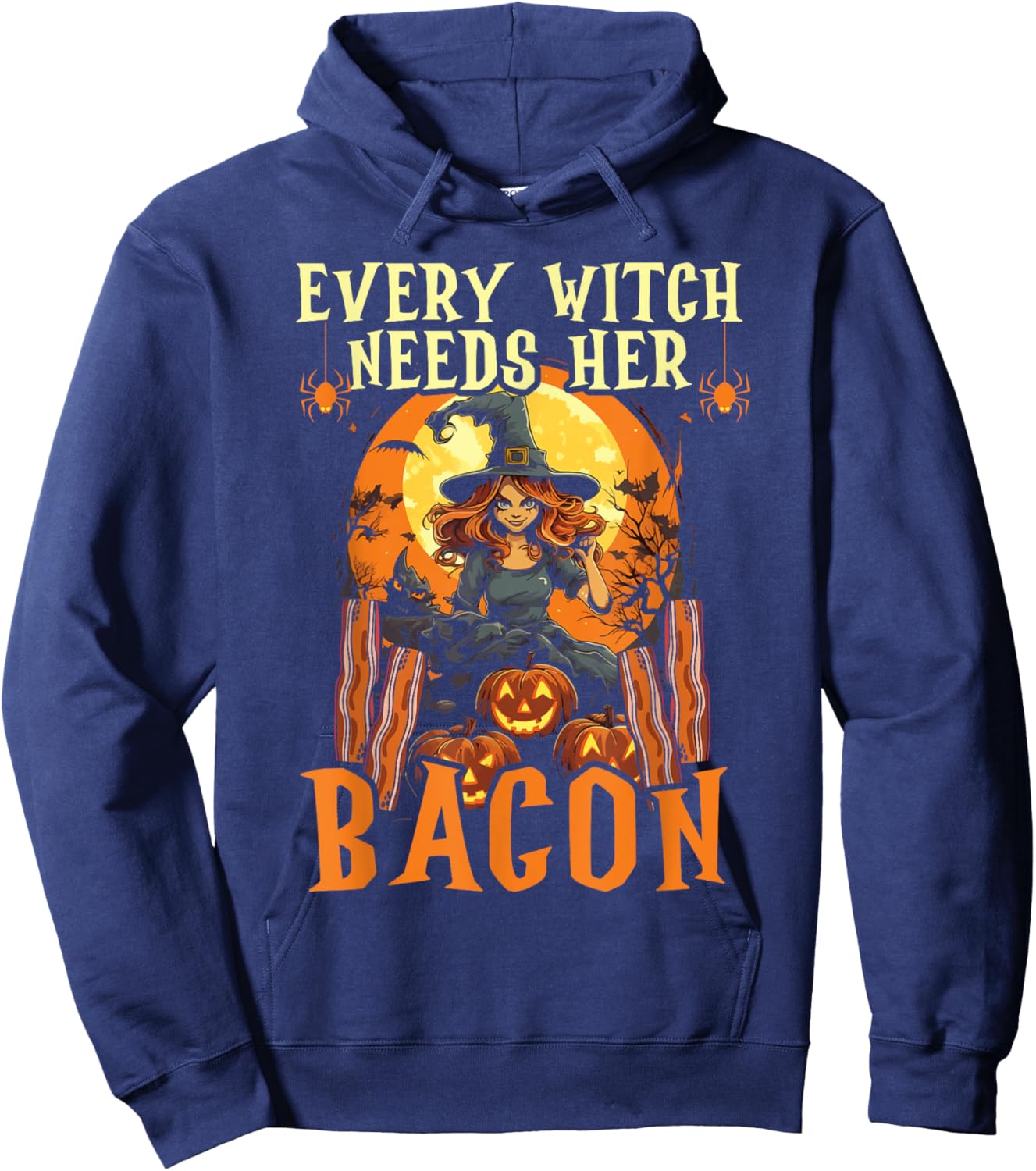 Bacon Halloween Scary Trick Or Treat Spooky Breakfast Hoodie - Hoodie | Navy
