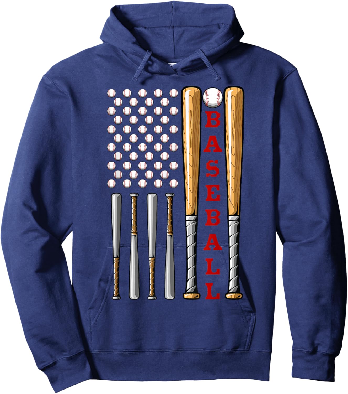 Patriotic US American Baseball Flag - Vintage Baseball Flag Hoodie - Hoodie | Navy