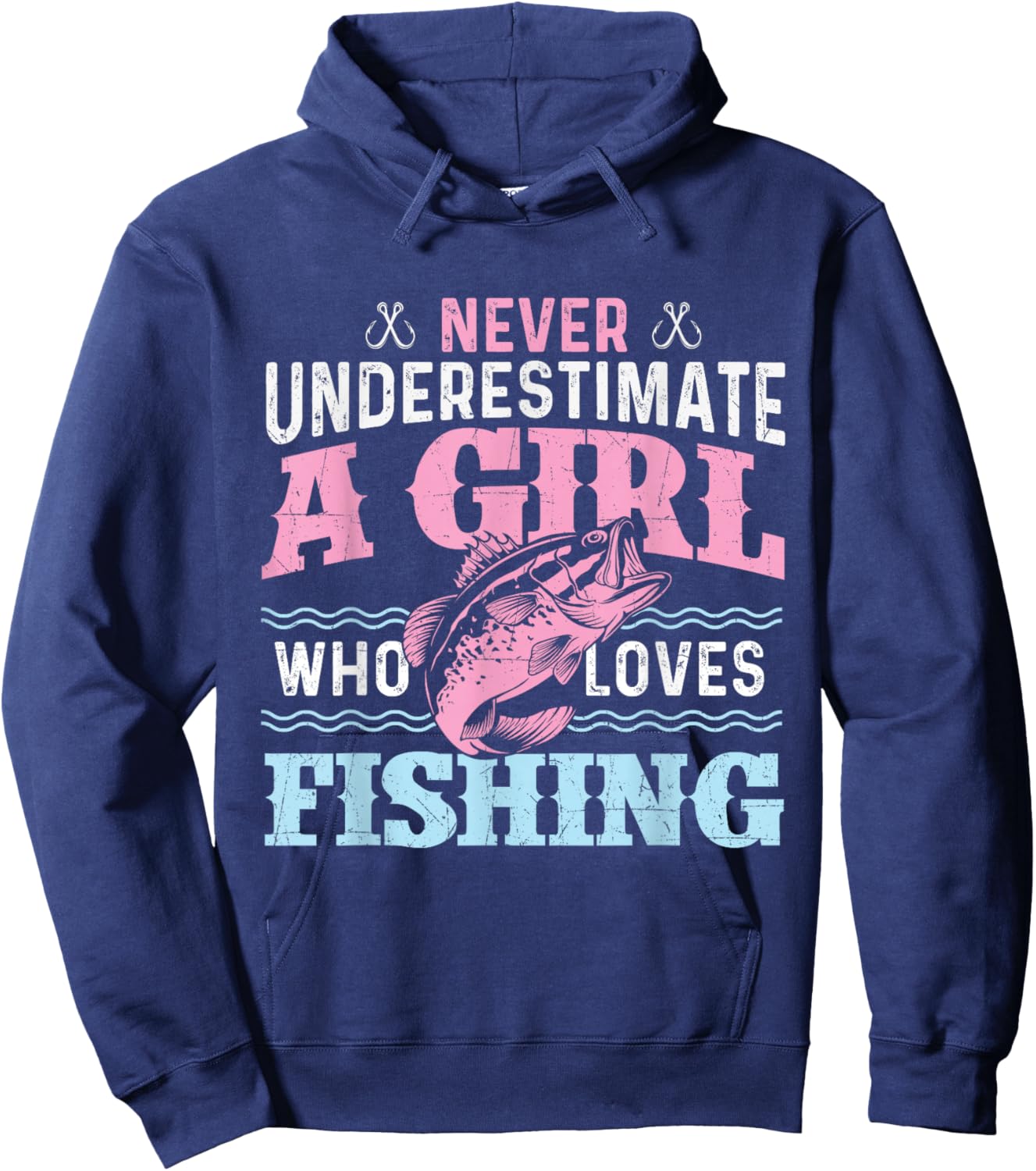 Never Underestimate A Girl Who Loves Fishing - Fish Lover Hoodie - Hoodie | Navy