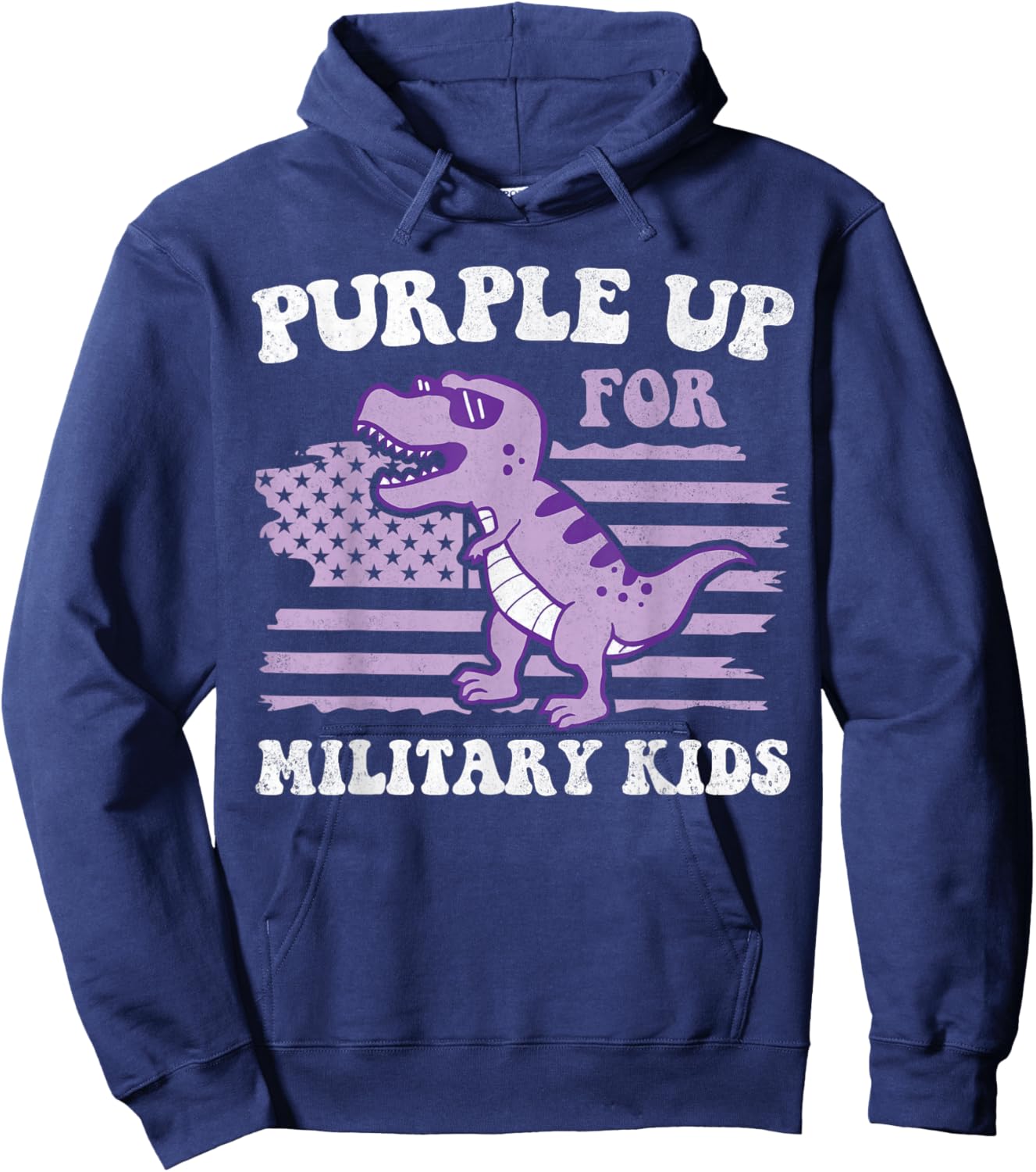 Purple Up For Military Kids Military Child Month Dino Boys Hoodie - Hoodie | Navy