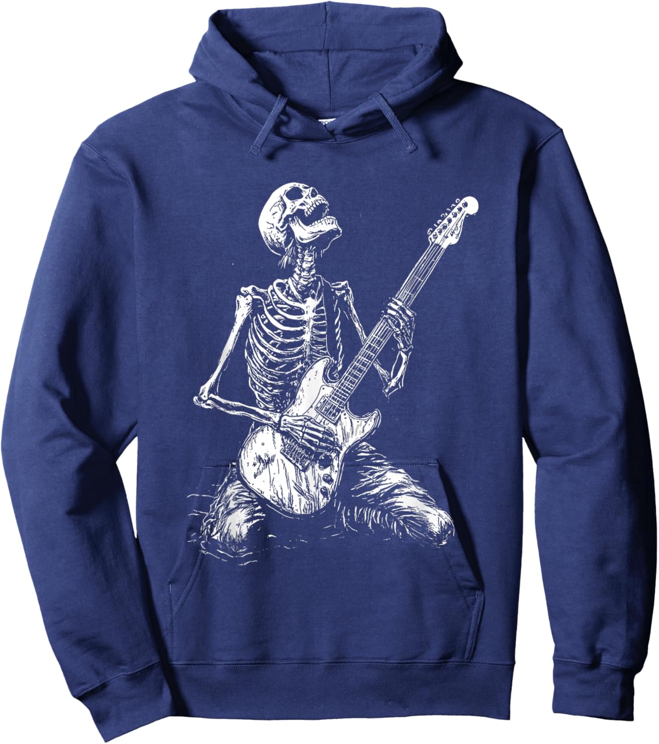 Skeleton Heavy Death Metal Rock Punk Gothic Guitar Grunge Hoodie - Hoodie | Navy