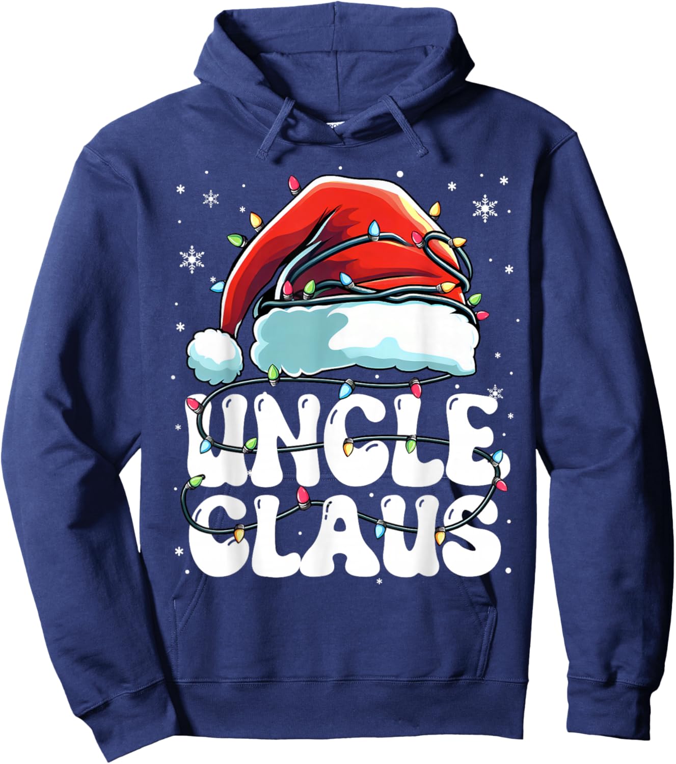 Groovy Uncle Claus Christmas Lights Funny Family Xmas Pajama Hoodie - Hoodie | Navy