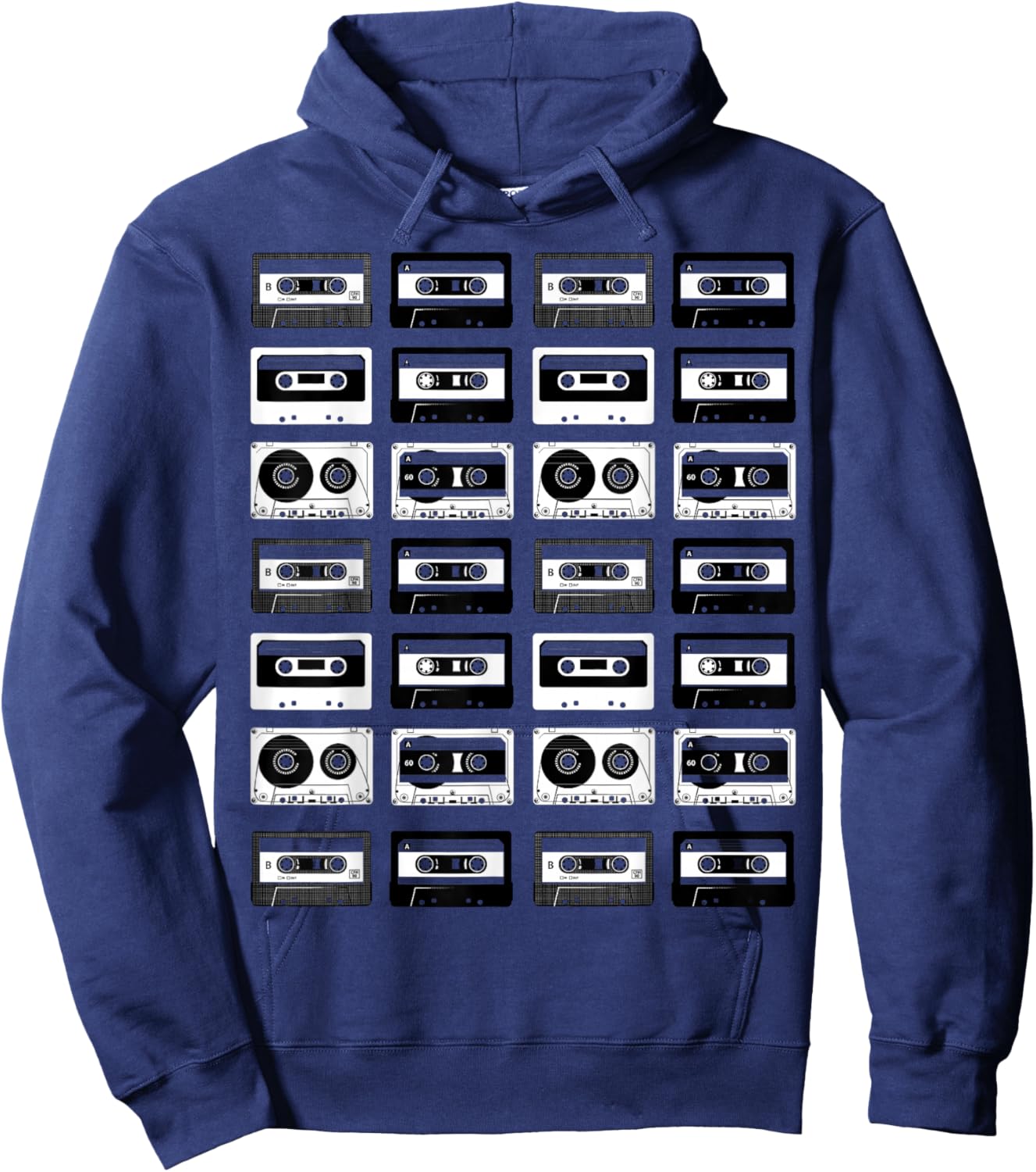 Cassette Tapes Audio Mixtapes 1980s Music Radio DJ Hoodie - Hoodie | Navy