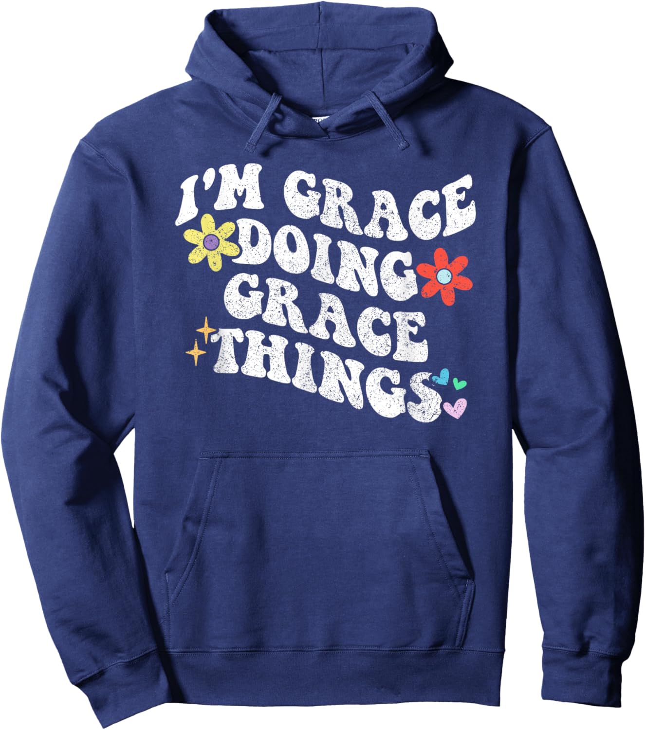 Retro Groovy Im GRACE Doing GRACE Things Funny Mother's Day Hoodie - Hoodie | Navy