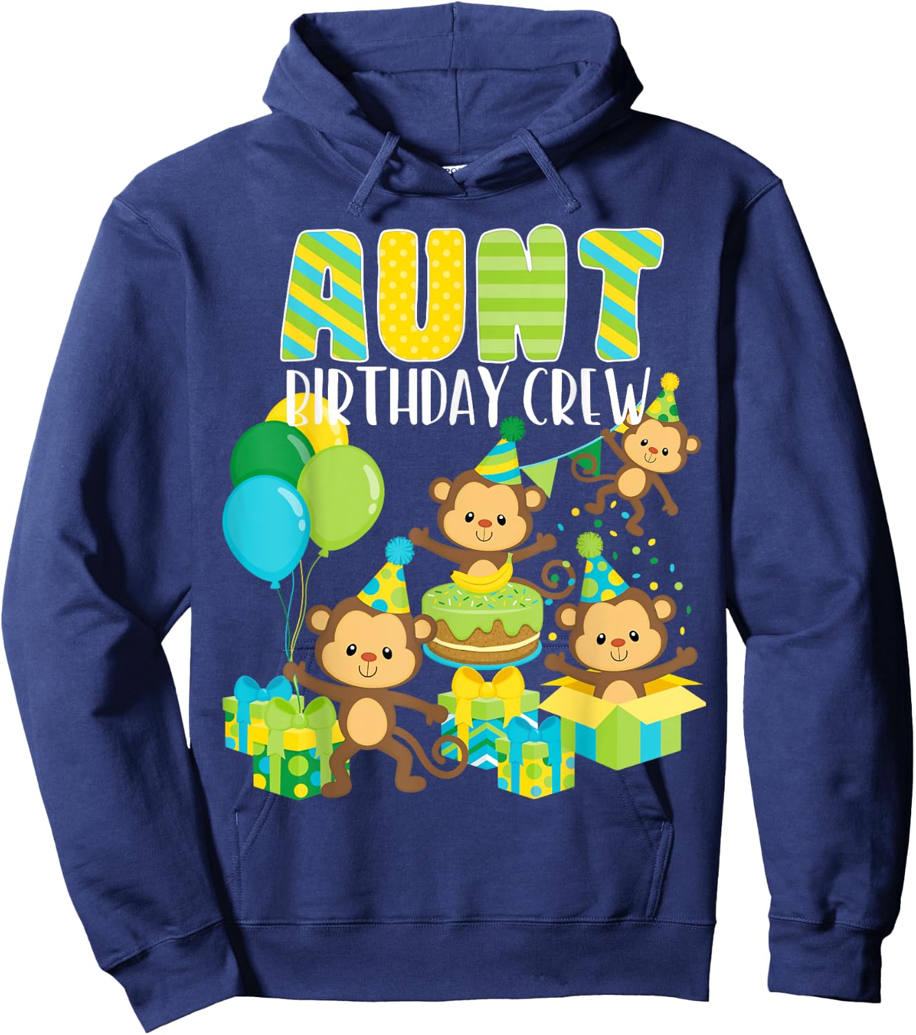 Birthday Party Monkey Aunt Birthday Crew Family Matching Hoodie - Hoodie | Navy