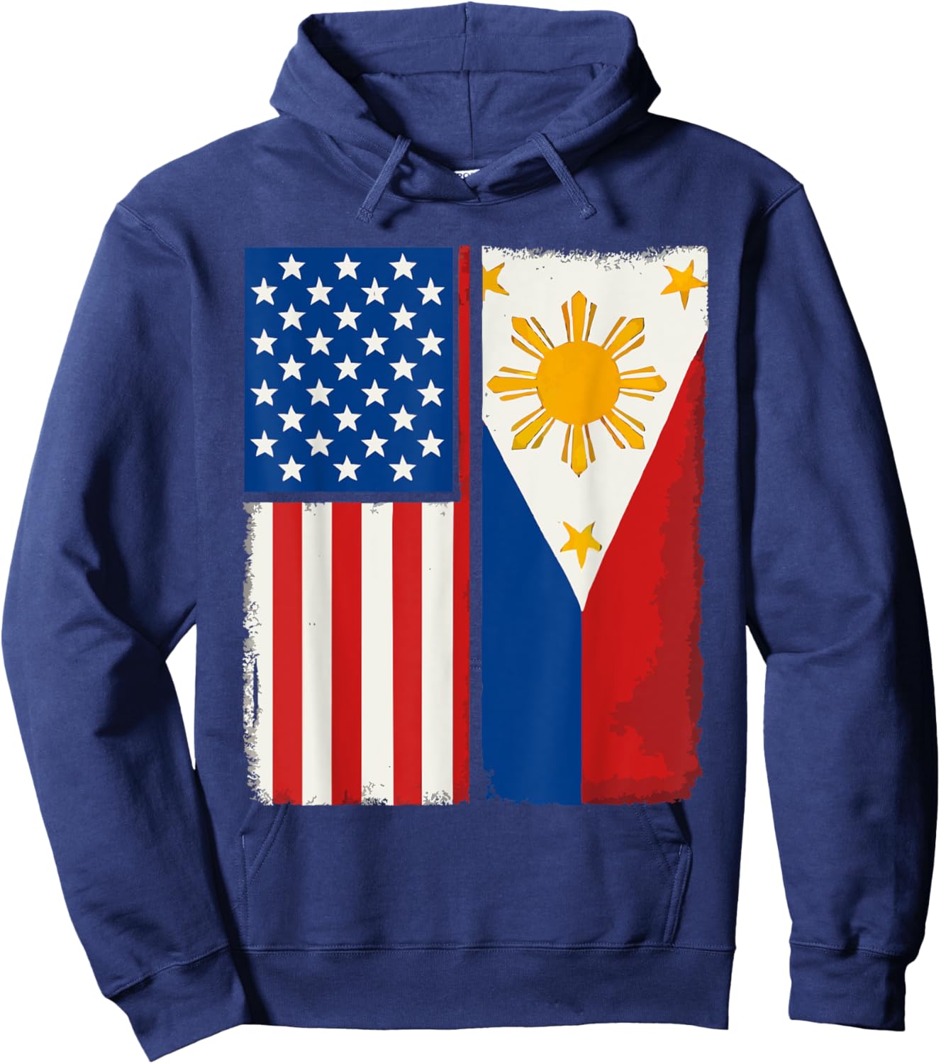 Half Filipino Half American USA Flag Philippines America Hoodie - Hoodie | Navy