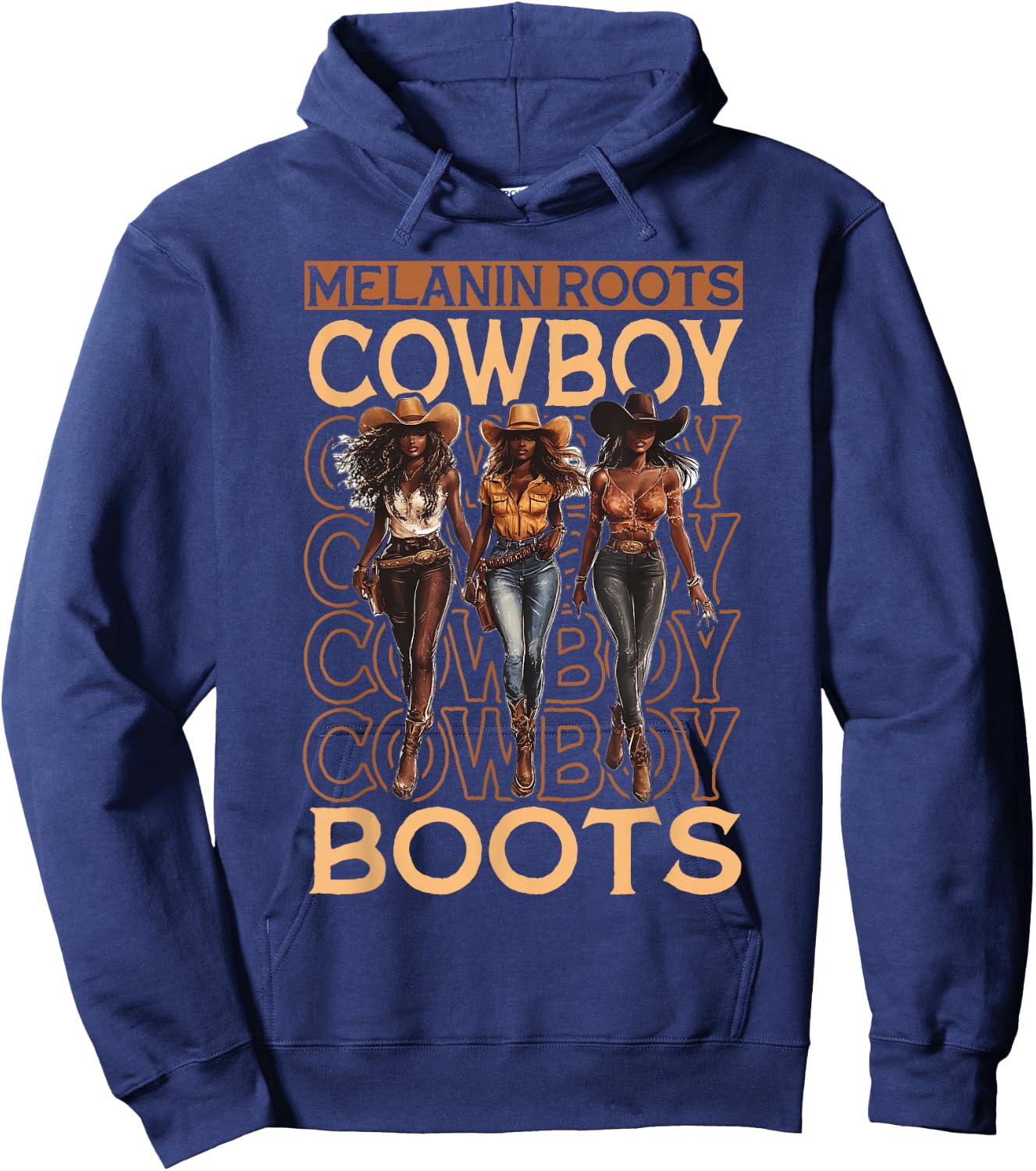 Melanin Cowgirls African Melanin Cowgirl Black History Hoodie - Hoodie | Navy