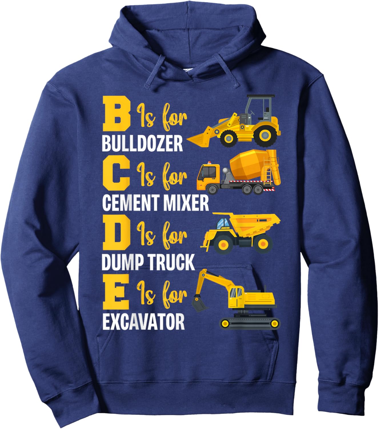 Construction Lover Gift Co. Heavy Equipment Construction Operator - Adults & Kids - Black - Short Sleeve - Modern Style - Letter Print - Construction, Excavation, Dump Truck Themed Hoodie - Hoodie | Navy