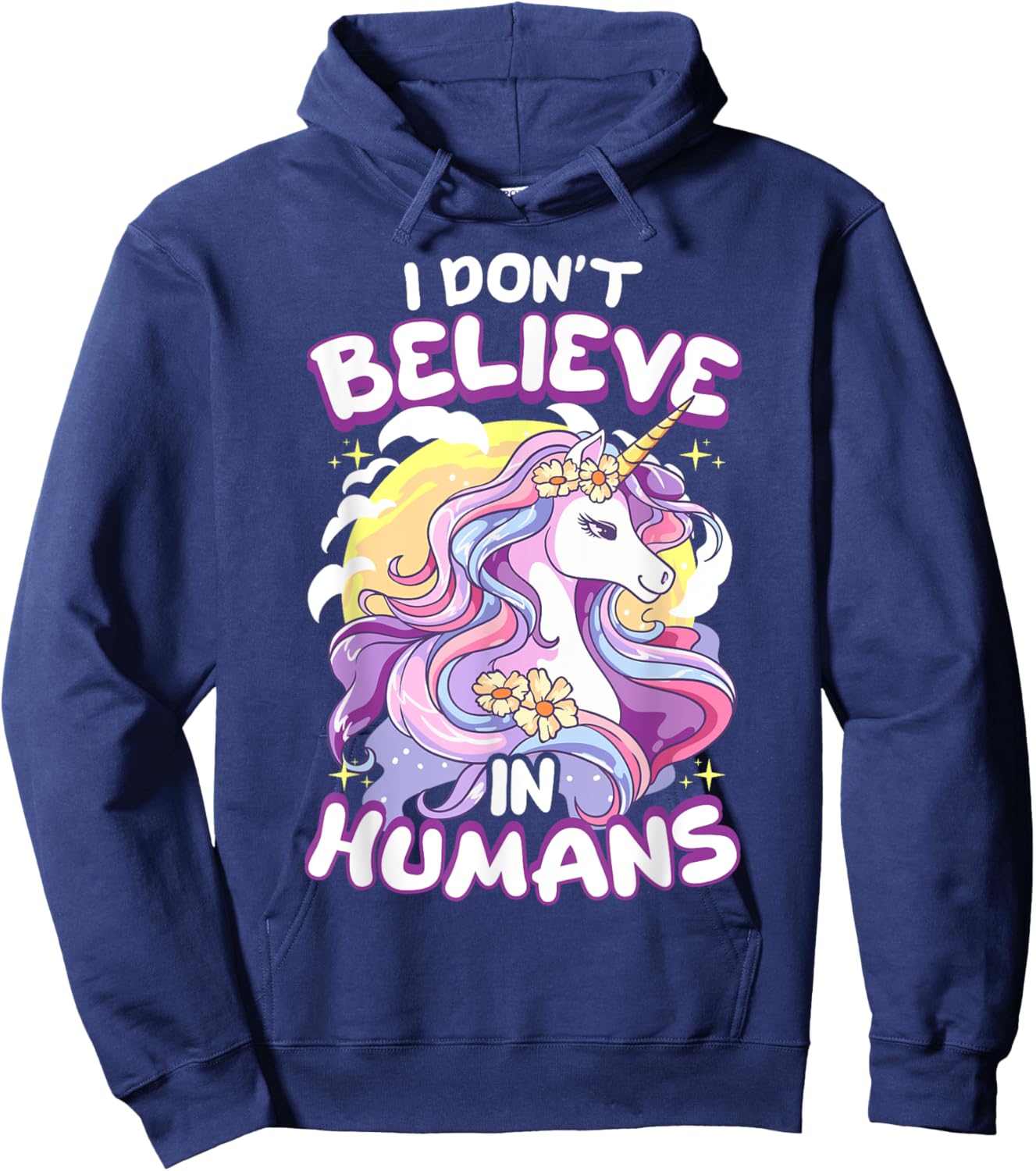 I Don't Believe In Humans Unicorn Hoodie - Hoodie | Navy