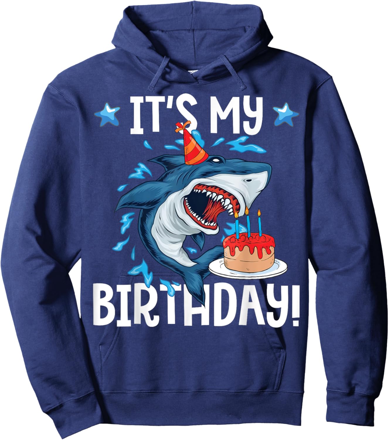 It's My Birthday Shark Shirt Gift Girls Boys Adults Hoodie - Hoodie | Navy