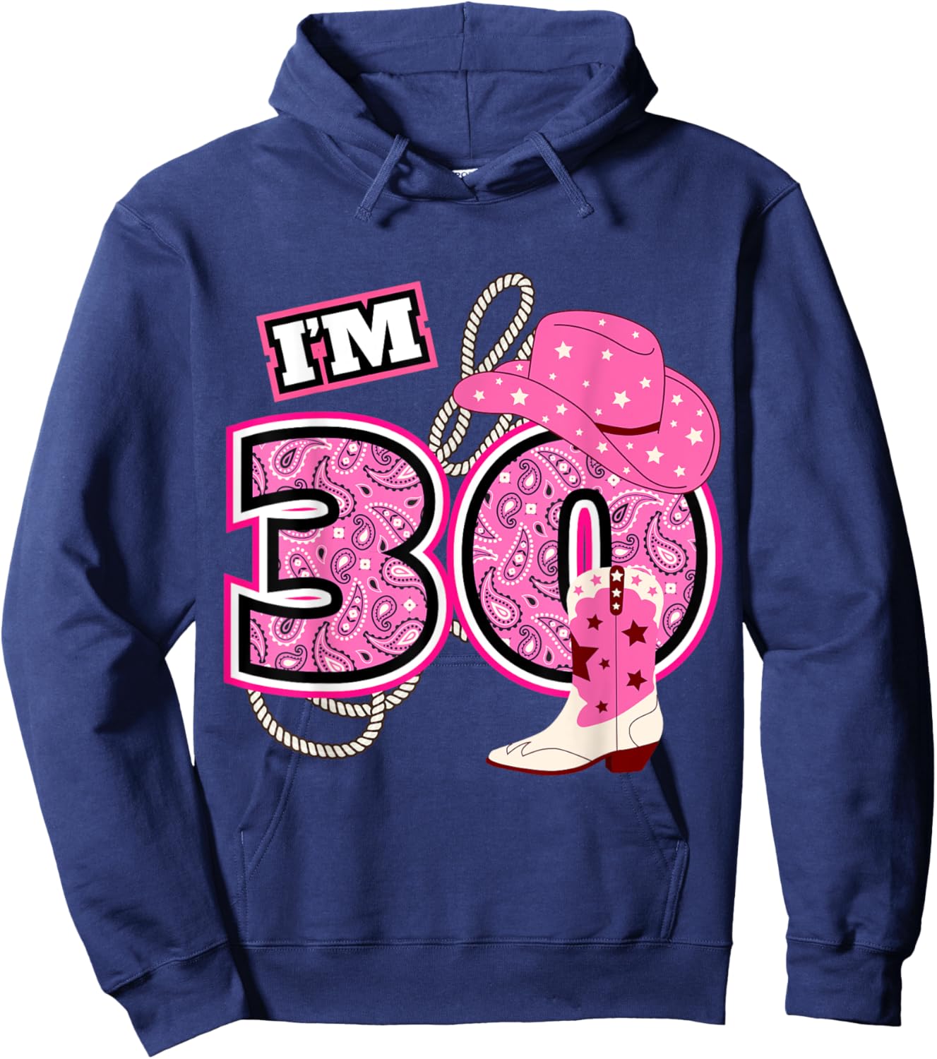 Happy 30th Birthday Cowgirl Cowboy Farmer 30 Year Old B-Day Hoodie - Hoodie | Navy