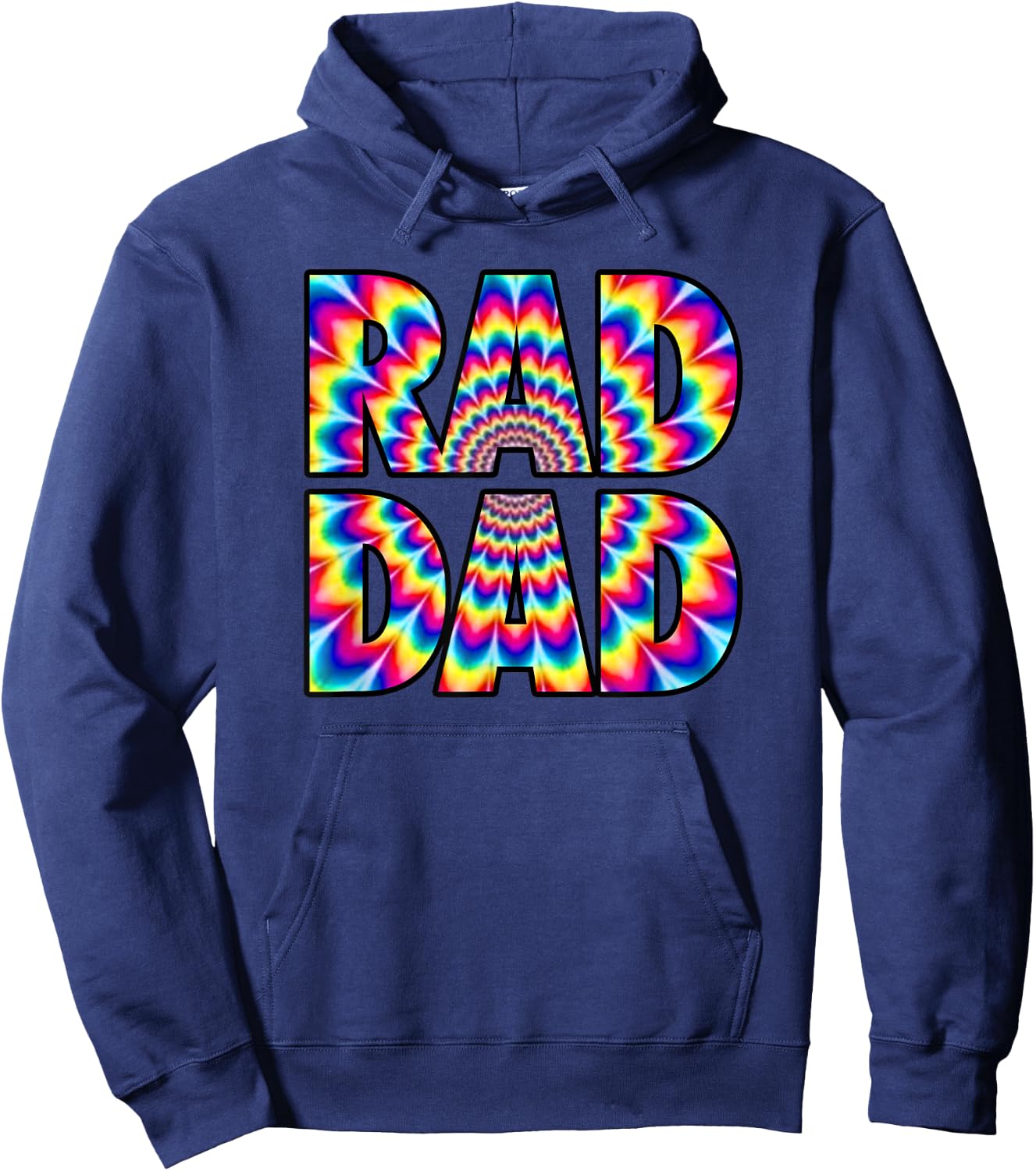 Rad Dad - Trippy Hippie Tie-Dye Rainbow 70s Vibes Novelty Hoodie - Hoodie | Navy