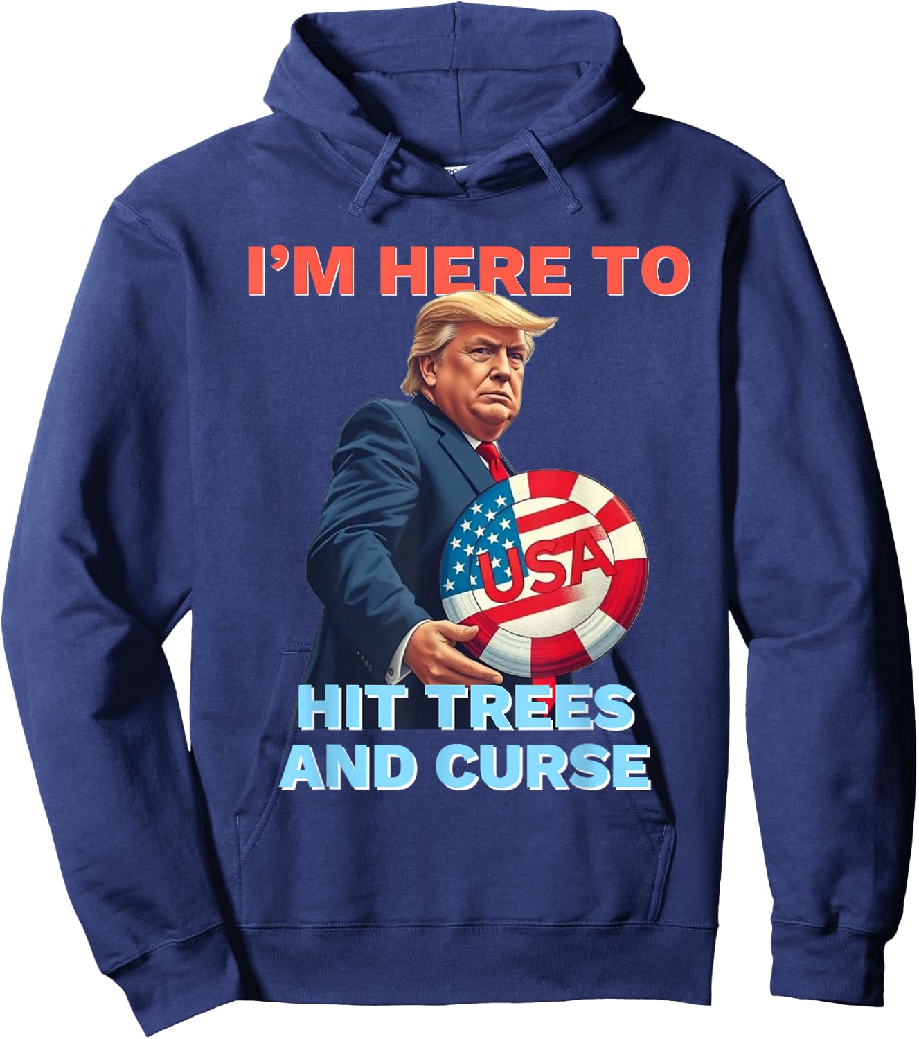 Disc Golf Shirt Funny Hit Trees and Curse Retro Disc Golf Hoodie - Hoodie | Navy