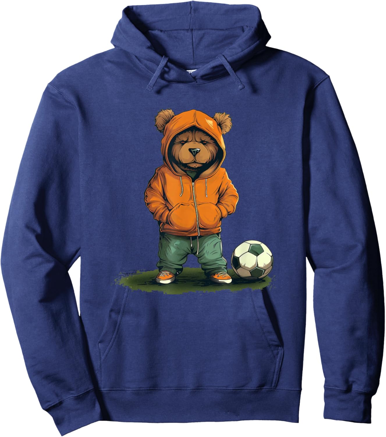 Funny Teddy bear loves soccer for boys and girls Hoodie - Hoodie | Navy