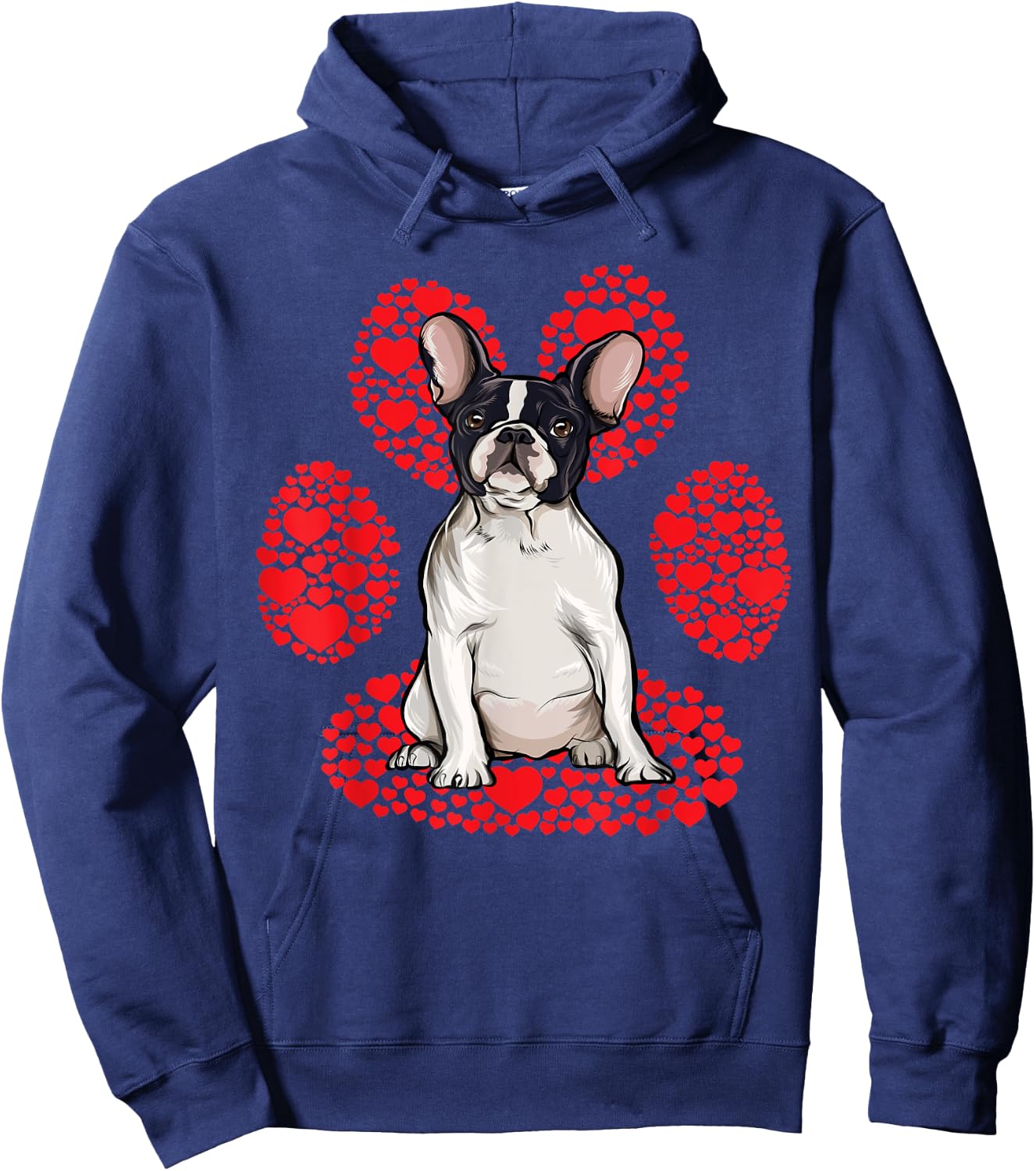 French Bulldog Valentines Day Dog Love Paw Hoodie - Hoodie | Navy