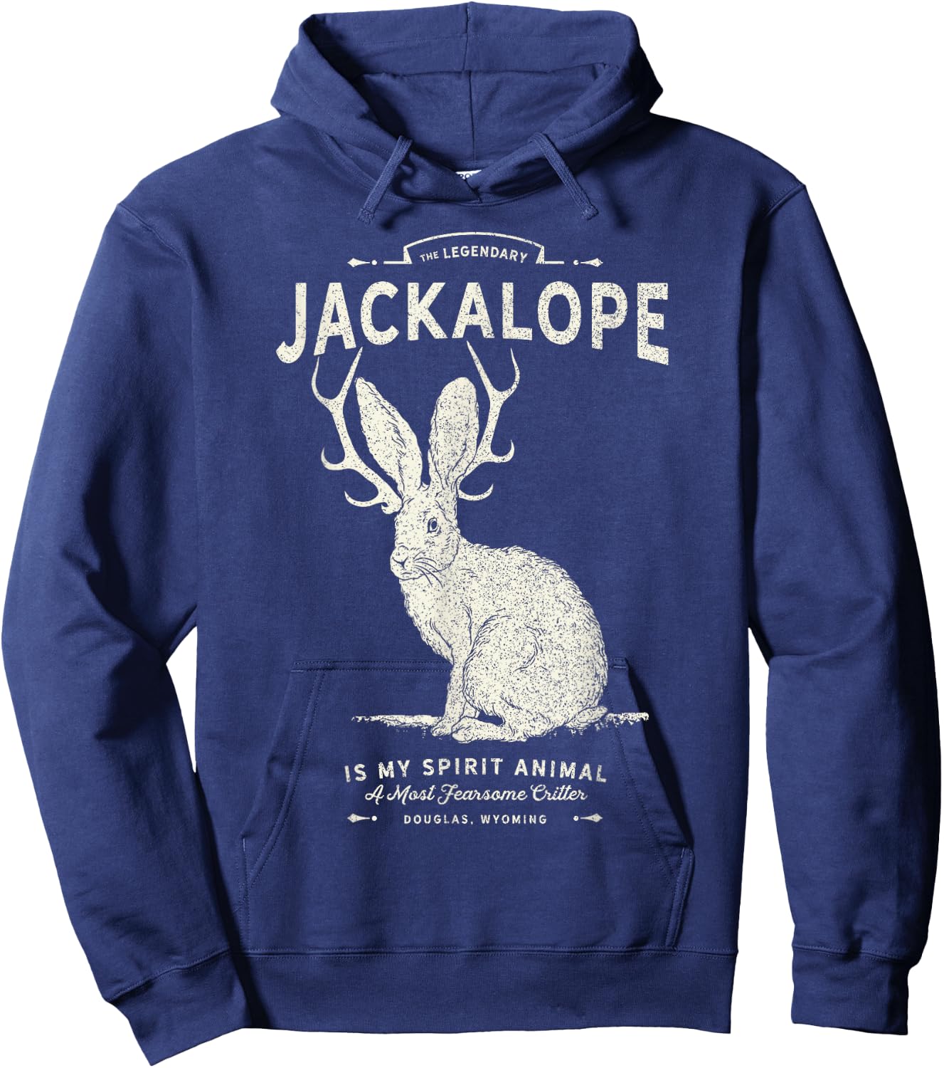 Vintage Jackalope, Spirit Animal, Mythical Critter Hoodie - Hoodie | Navy