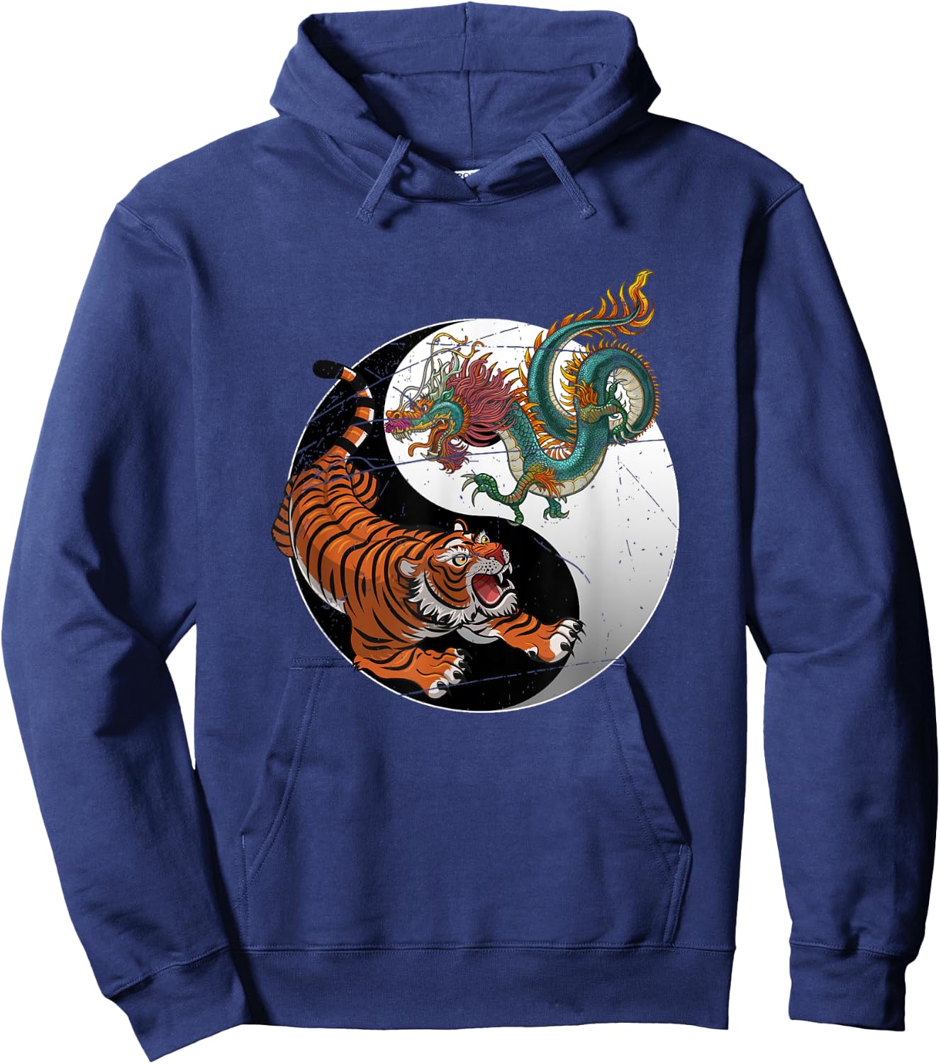 Asian Dragon Tiger Yin Yang Tiger Hoodie - Hoodie | Navy