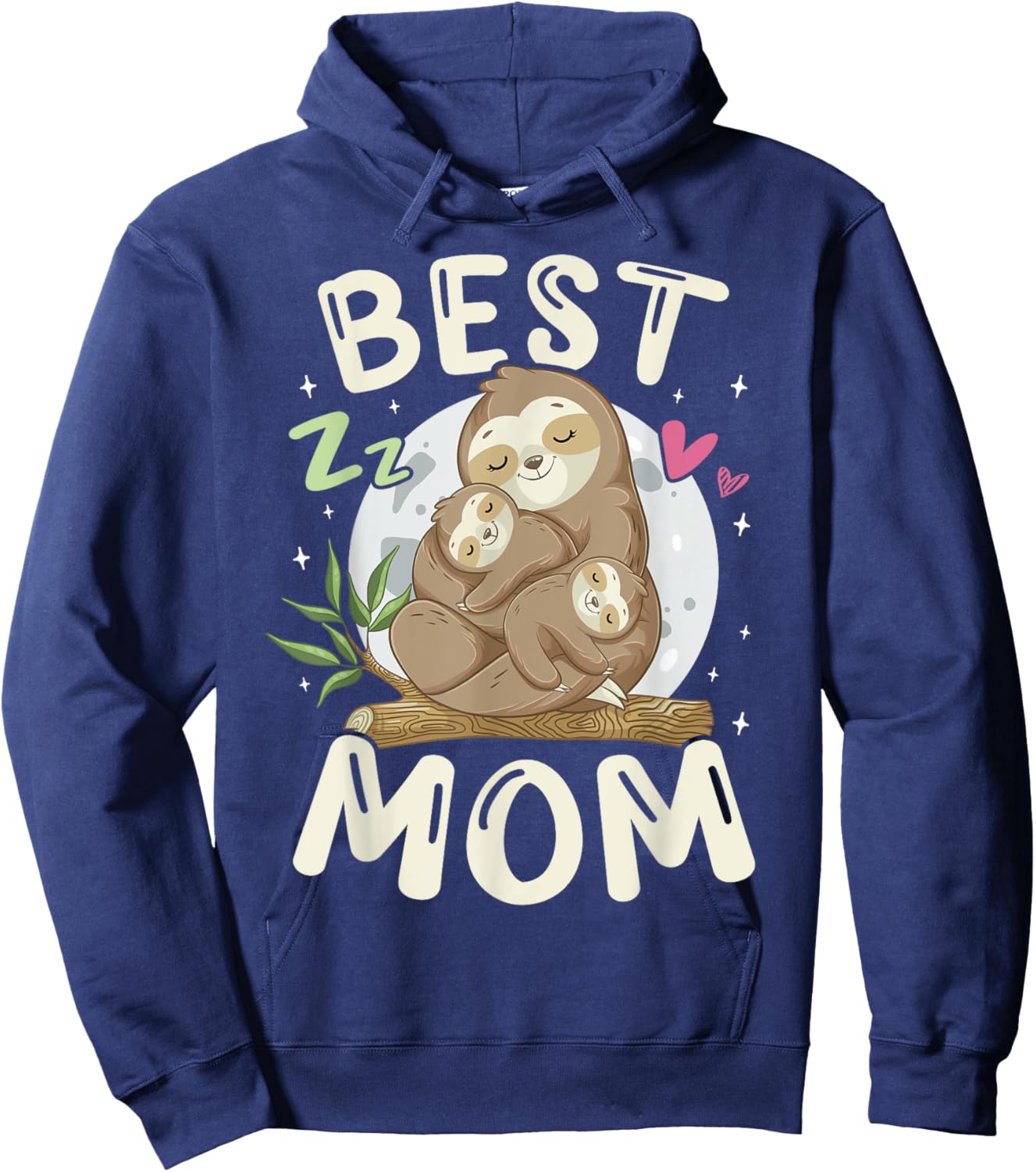 Best Mom, Cute Sloths Family, Mother's Day Funny Pajama Top Hoodie - Hoodie | Navy