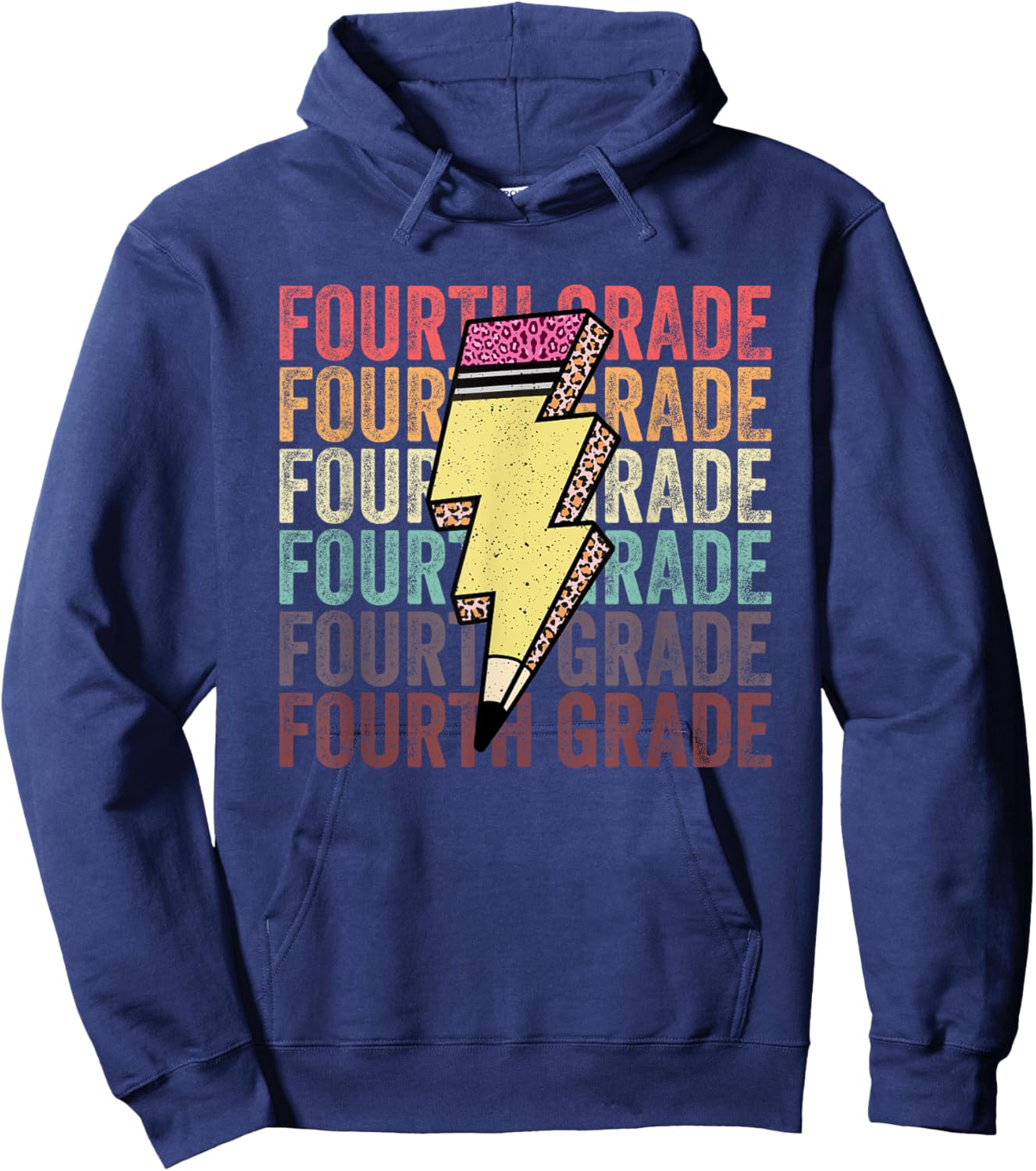 Fourth Grade Lightning Bolt Pencil 1st Day Of 4th Grade Hoodie - Hoodie | Navy