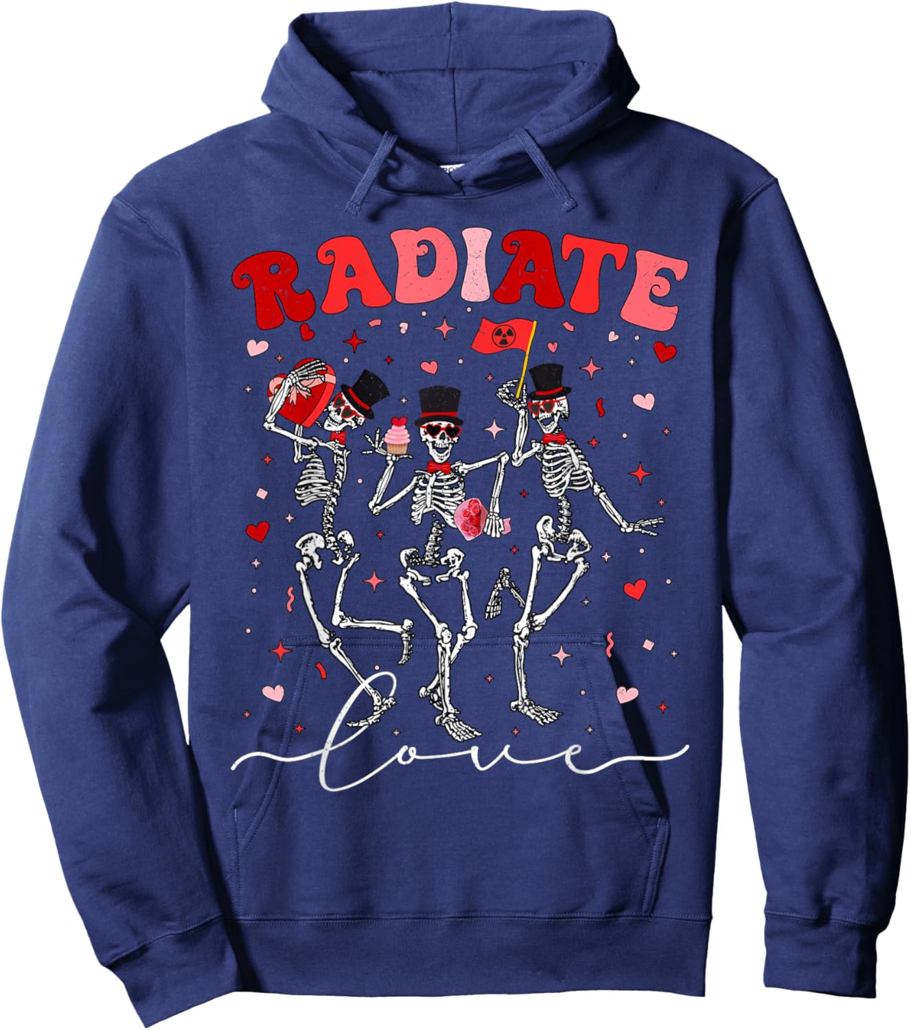 Radiate Love Radiation Therapist Valentines X-Ray Radiology Hoodie - Hoodie | Navy