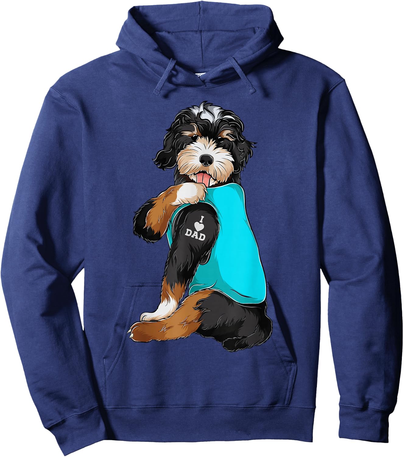 Bernedoodle I Love Dad Tattoo Apparel, Dog Dad Gifts Dads Hoodie - Hoodie | Navy