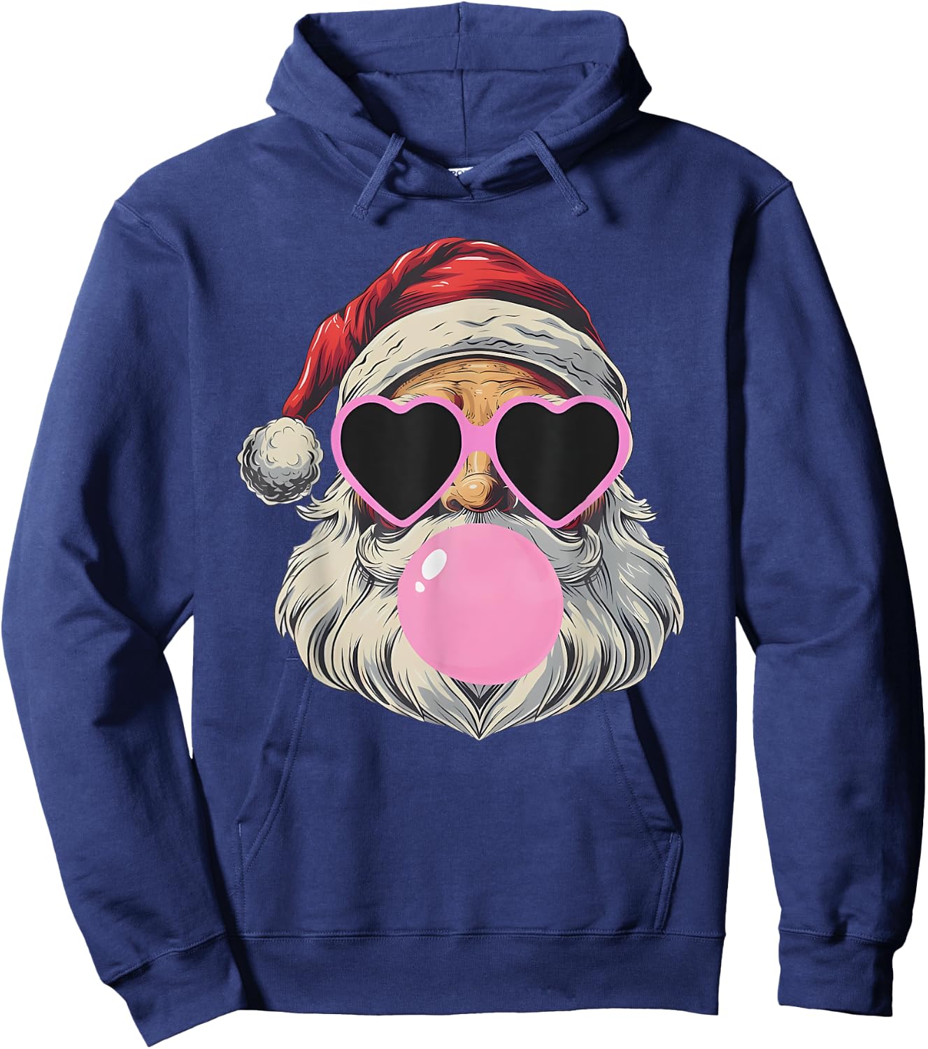 Retro Santa With Heart Glasses Bubblegum Christmas Girl Kids Hoodie - Hoodie | Navy