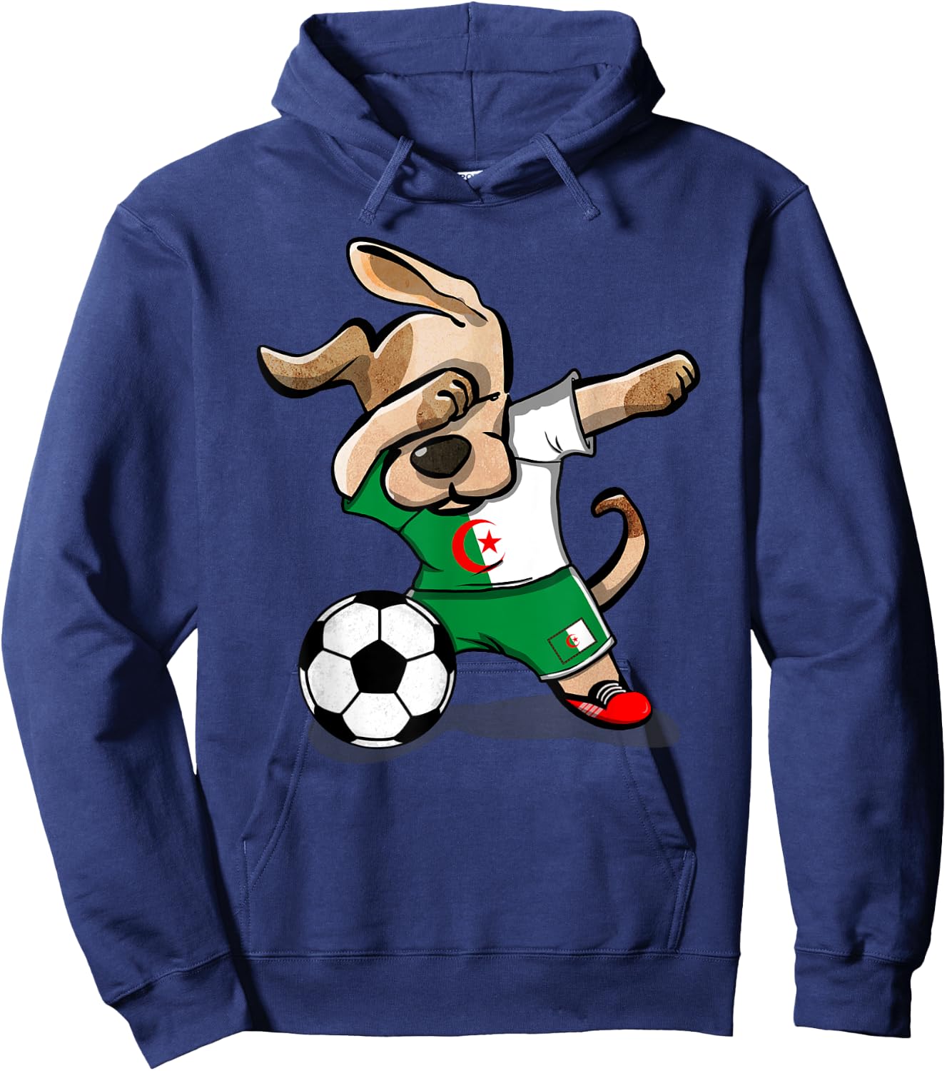 Dabbing Dog Algeria Soccer Jersey Algerian Football Lover Hoodie - Hoodie | Navy