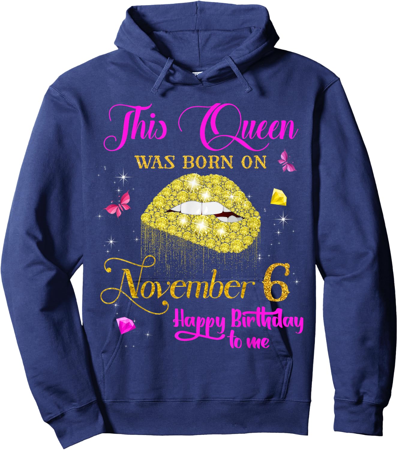 This Queen Was Born on November 6, 6th November Birthday Hoodie - Hoodie | Navy