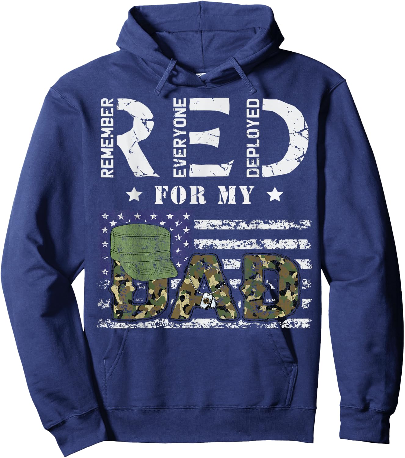 Wear Red Friday Military For My Dad Deployed Daddy USA Flag Kids Men Hoodie - Hoodie | Navy