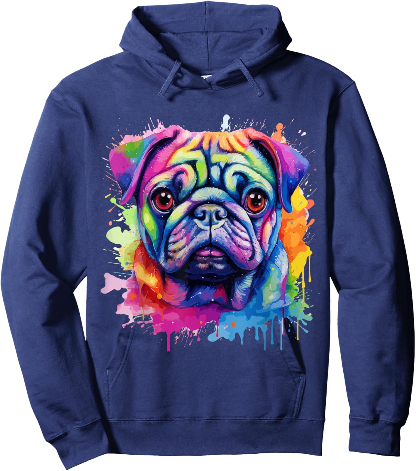 Pug Lovers Pop Art Color Pug Dog Hoodie - Hoodie | Navy