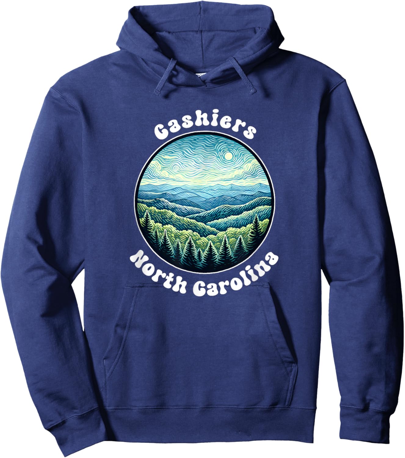 Cashiers North Carolina Mountains Forest Vacation Souvenir Hoodie - Hoodie | Navy