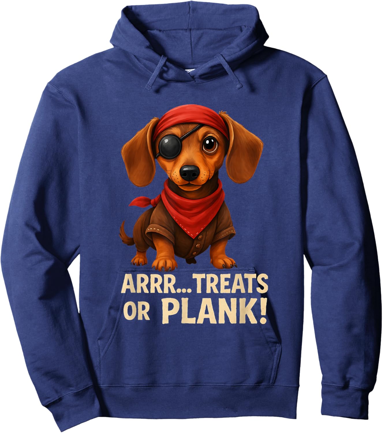 ARRR... Treats or Plank! Halloween Pirate Dachshund Dog Hoodie - Hoodie | Navy