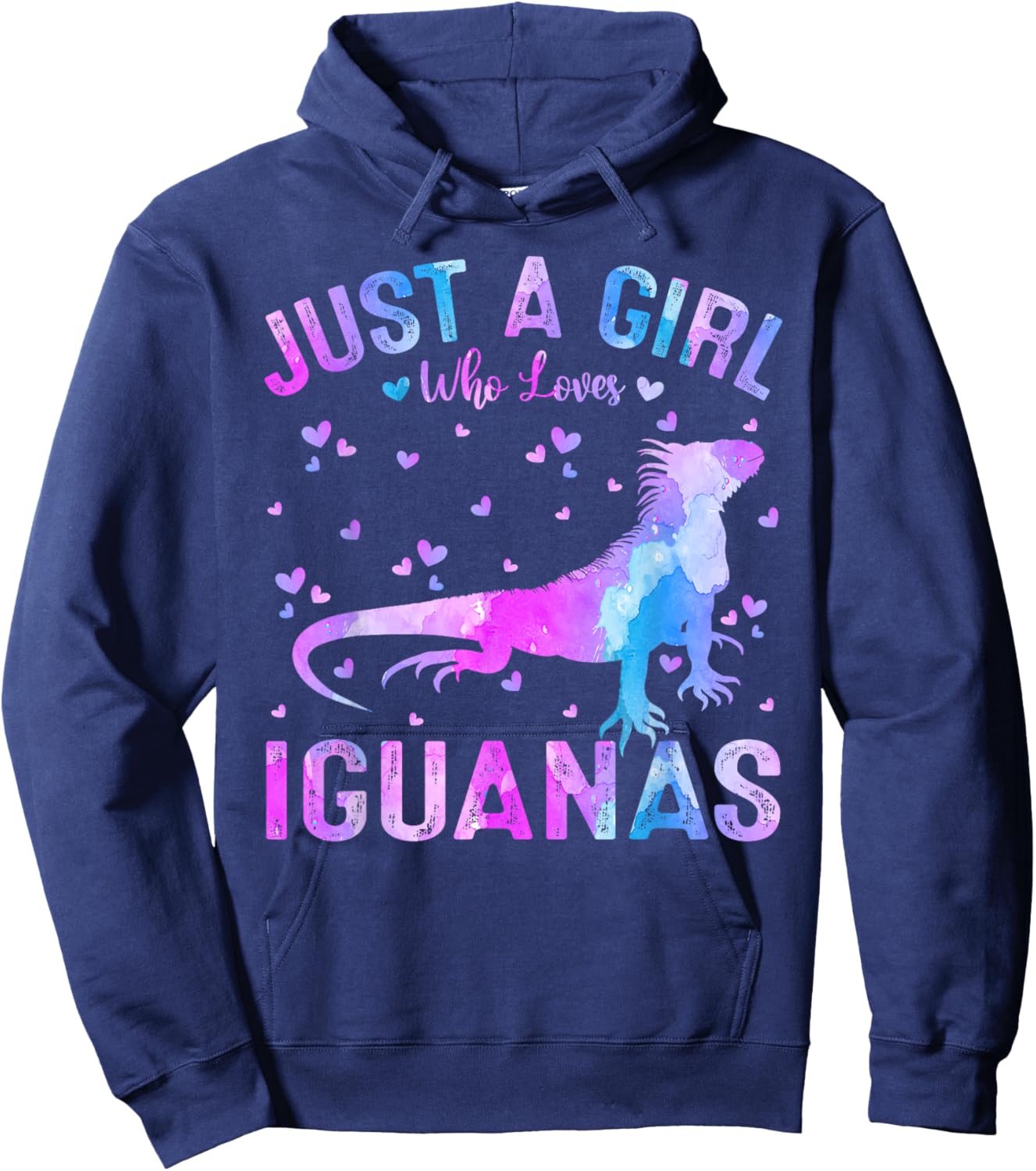 Colorful Just A Girl Who Loves Iguanas Women Girls Hoodie - Hoodie | Navy
