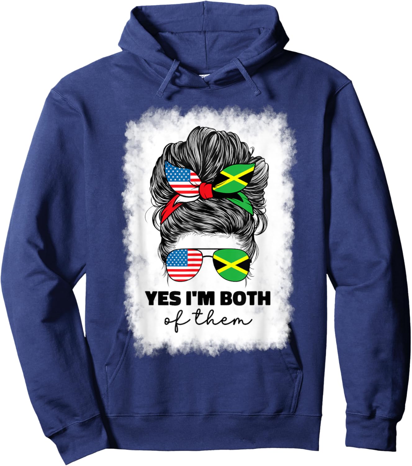 Half American And Jamaican Mix Usa America Jamaica Flag Girl Hoodie - Hoodie | Navy