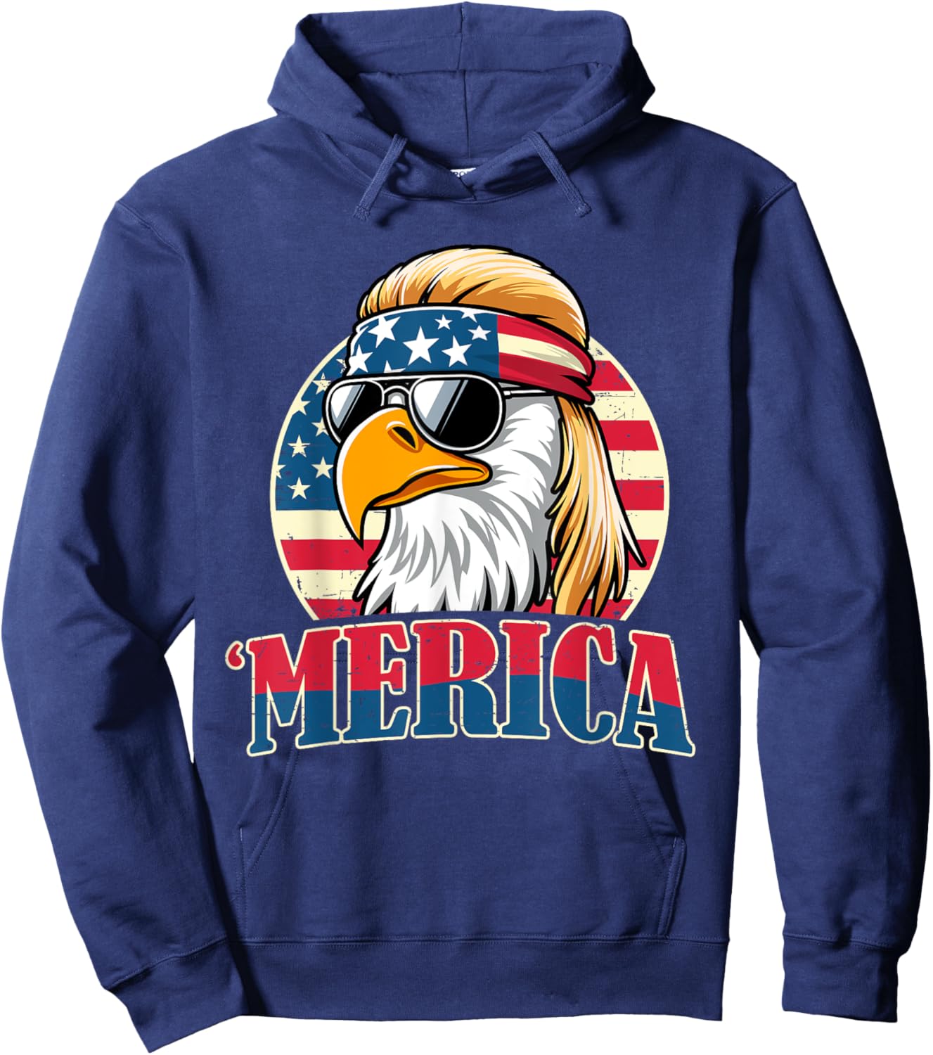 4th of July Funny Patriotic American Retro USA Men Women Hoodie - Hoodie | Navy