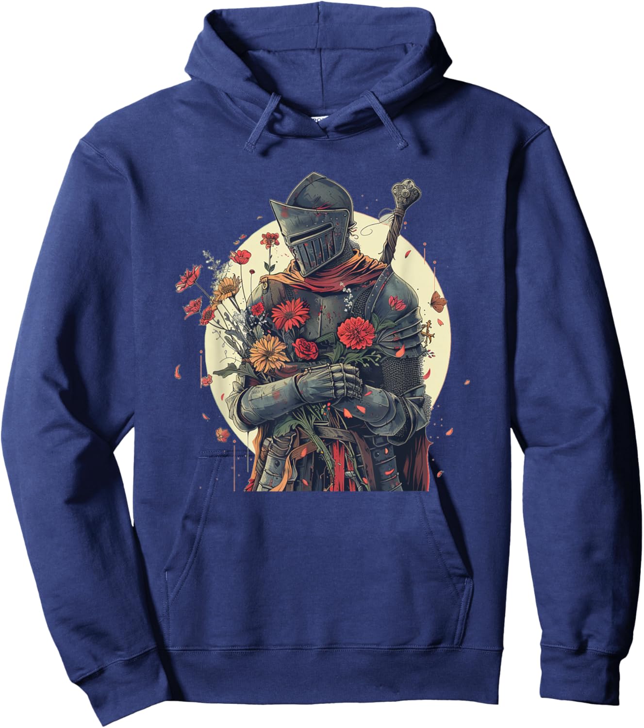 Funny medieval Knight with flowers in hand outfit Hoodie - Hoodie | Navy