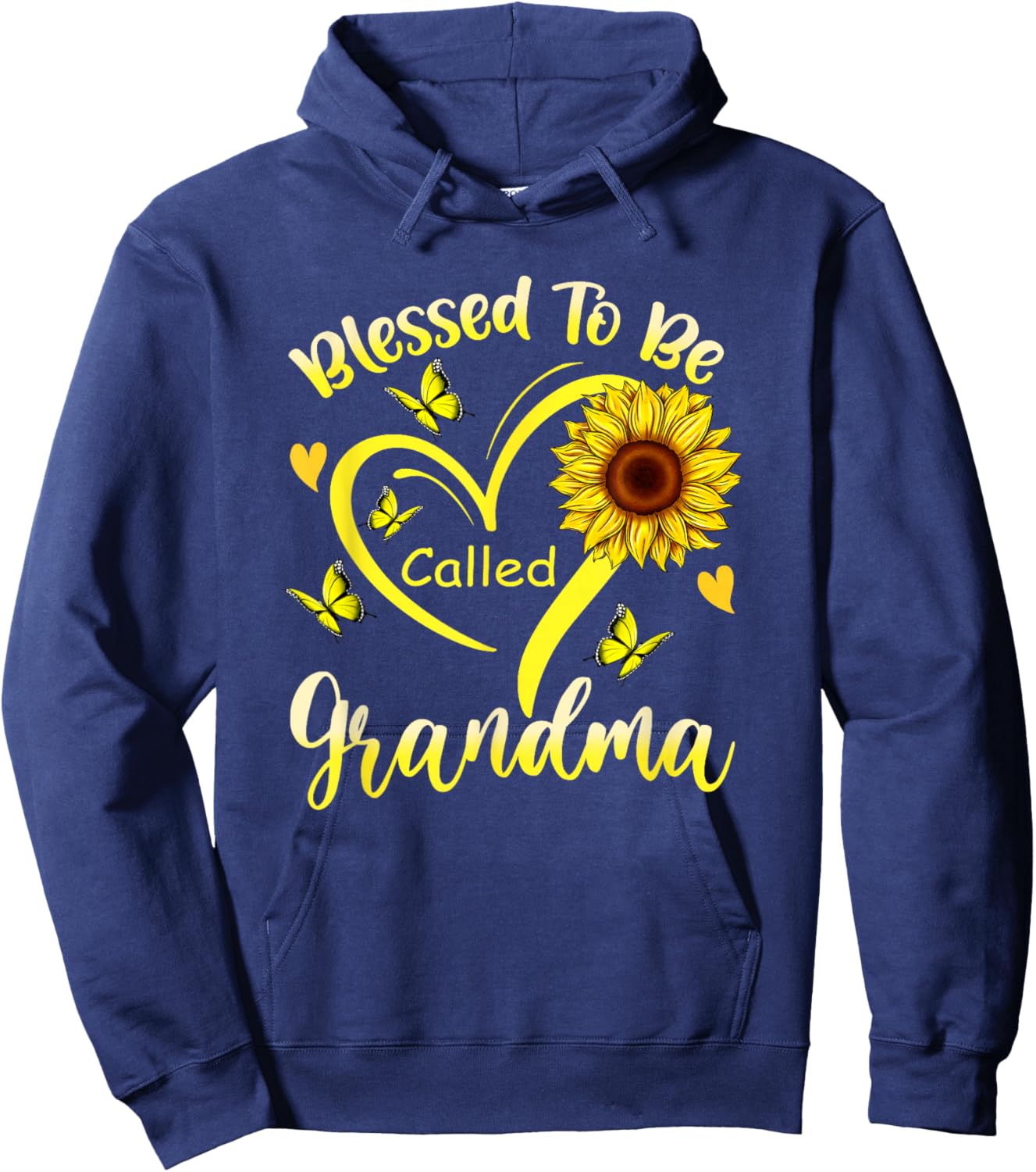 Blessed to Be Called Grandma Sunflower Floral Mothers Day Hoodie - Hoodie | Navy