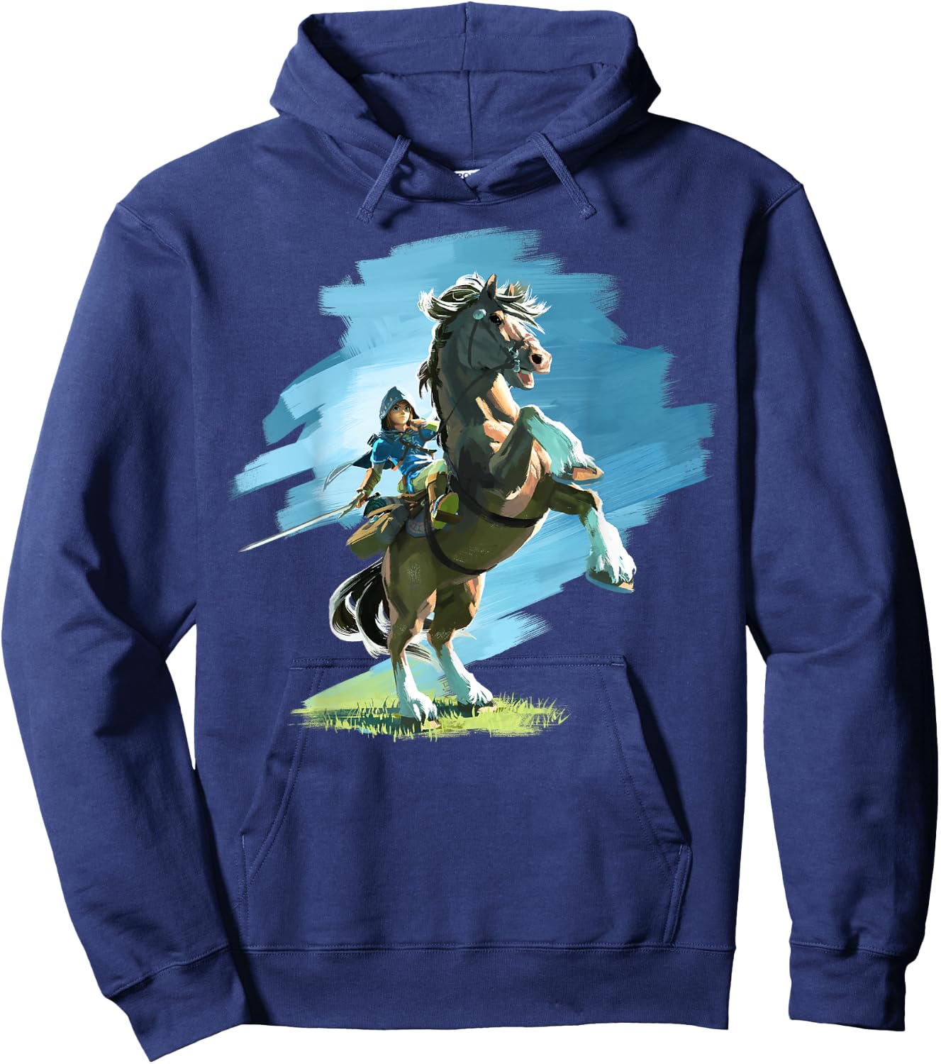 The Legend Of Zelda Breath Of The Wild Link And Epona Paint Hoodie - Hoodie | Navy