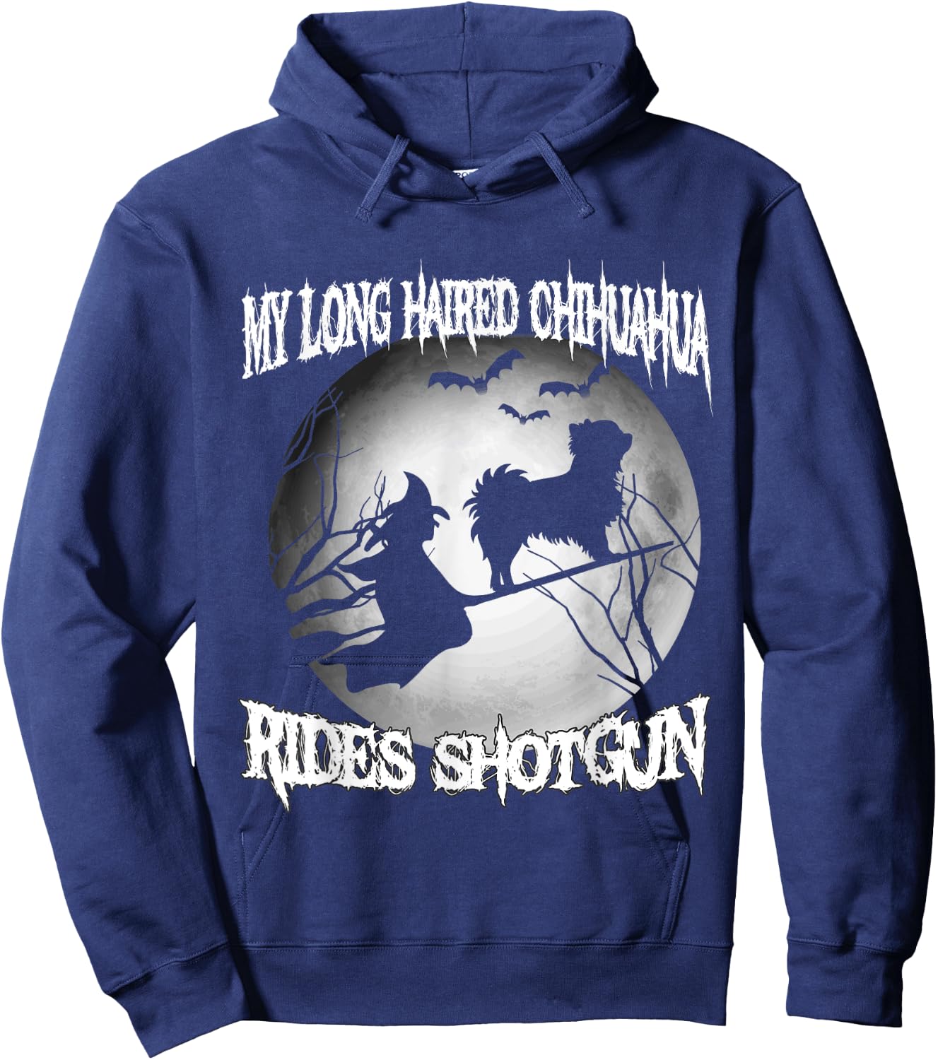My Long Haired Chihuahua Rides Shotgun Halloween shirt Hoodie - Hoodie | Navy