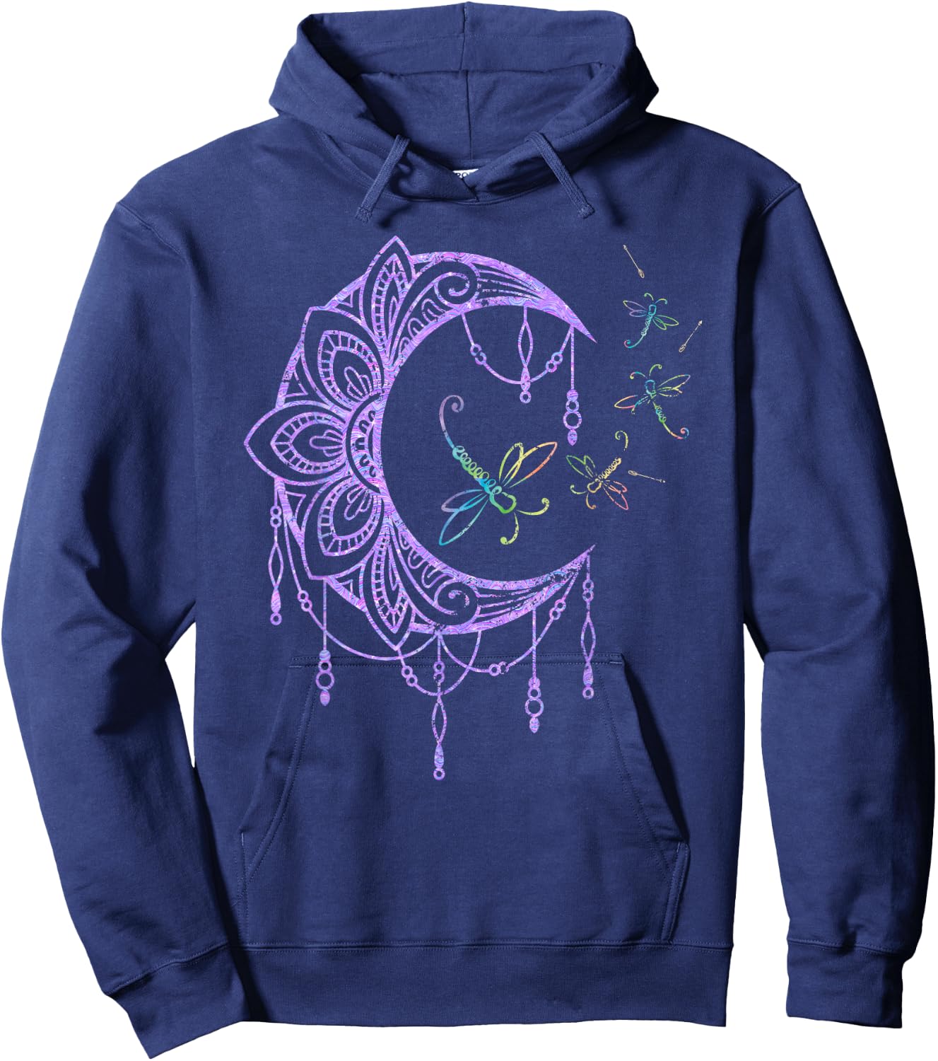 Hippie Nature Forest Insect Moon Gift Wildlife Dragonfly Hoodie - Hoodie | Navy