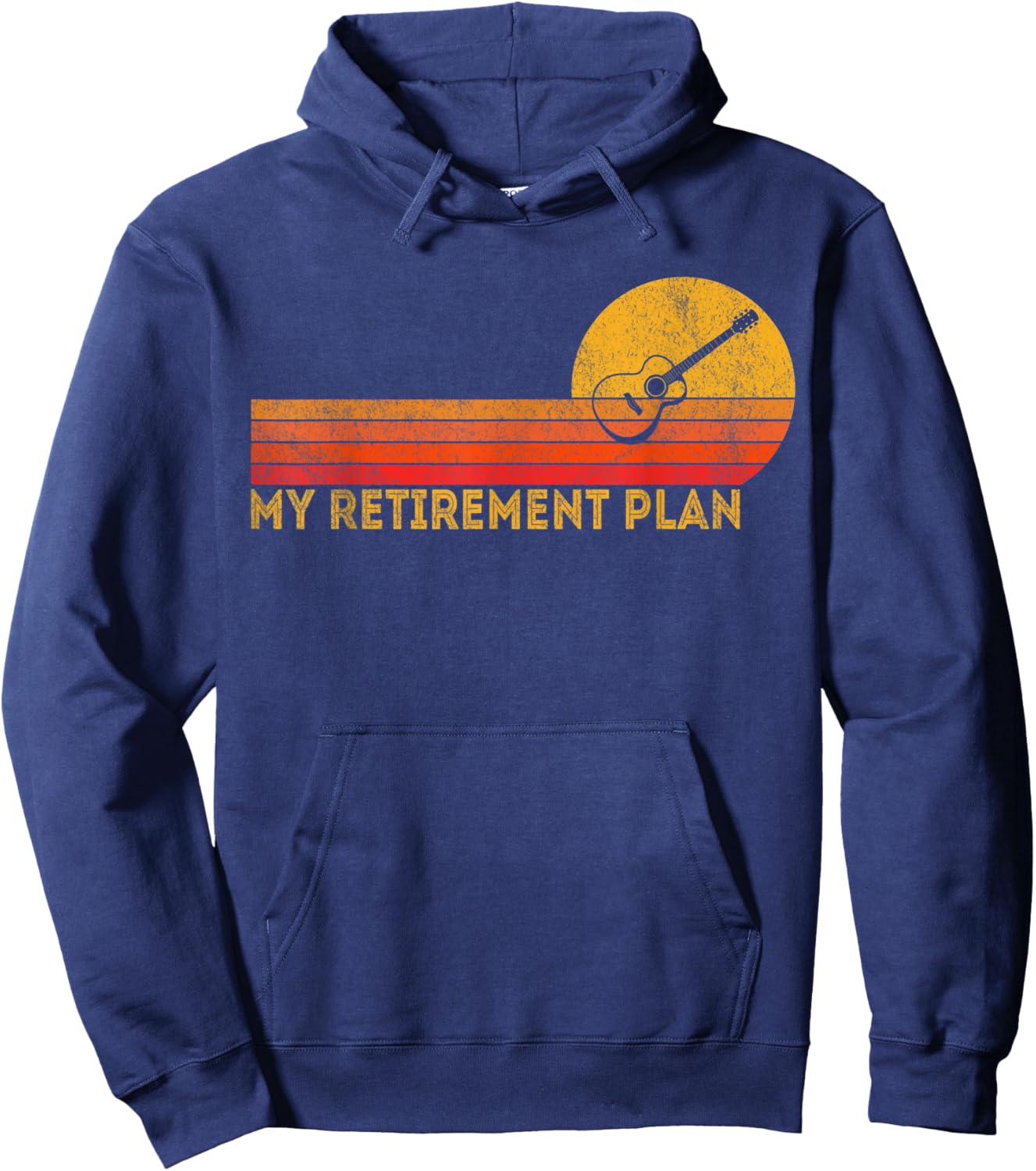 Funny Retired My Retirement Plan Guitar Player Retro Hoodie - Hoodie | Navy