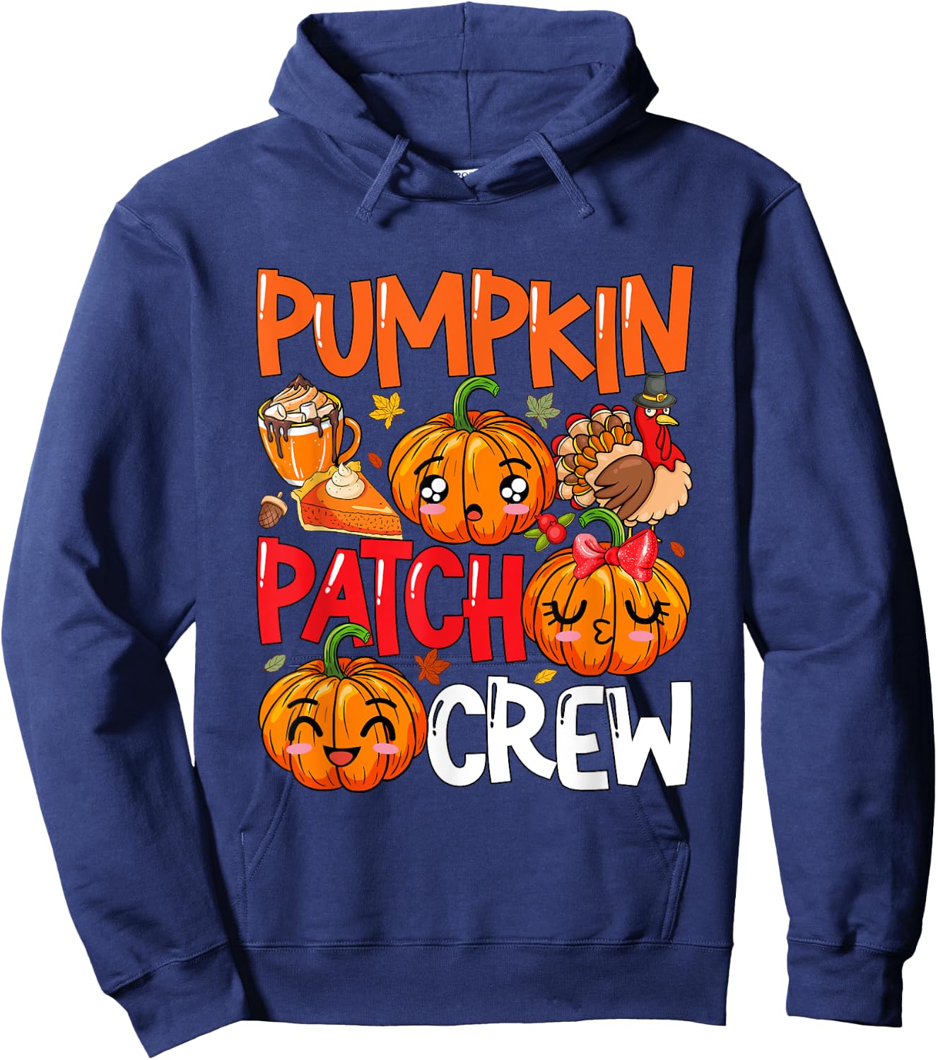 Pumpkin Cute Patch Crew Thanksgiving Fall Turkey Pumpkins Hoodie - Hoodie | Navy
