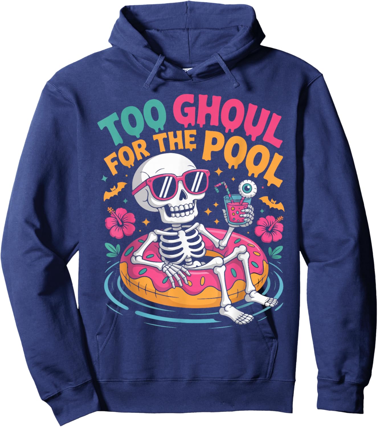 Summerween Vibes Halloween Skeleton Beach Hoodie - Hoodie | Navy