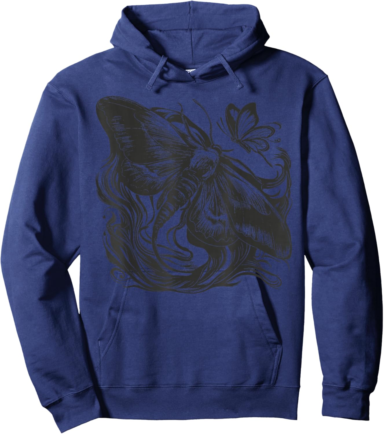 Fairycore Cute Moth Aesthetic Floral Graphic for Girls Women Hoodie - Hoodie | Navy