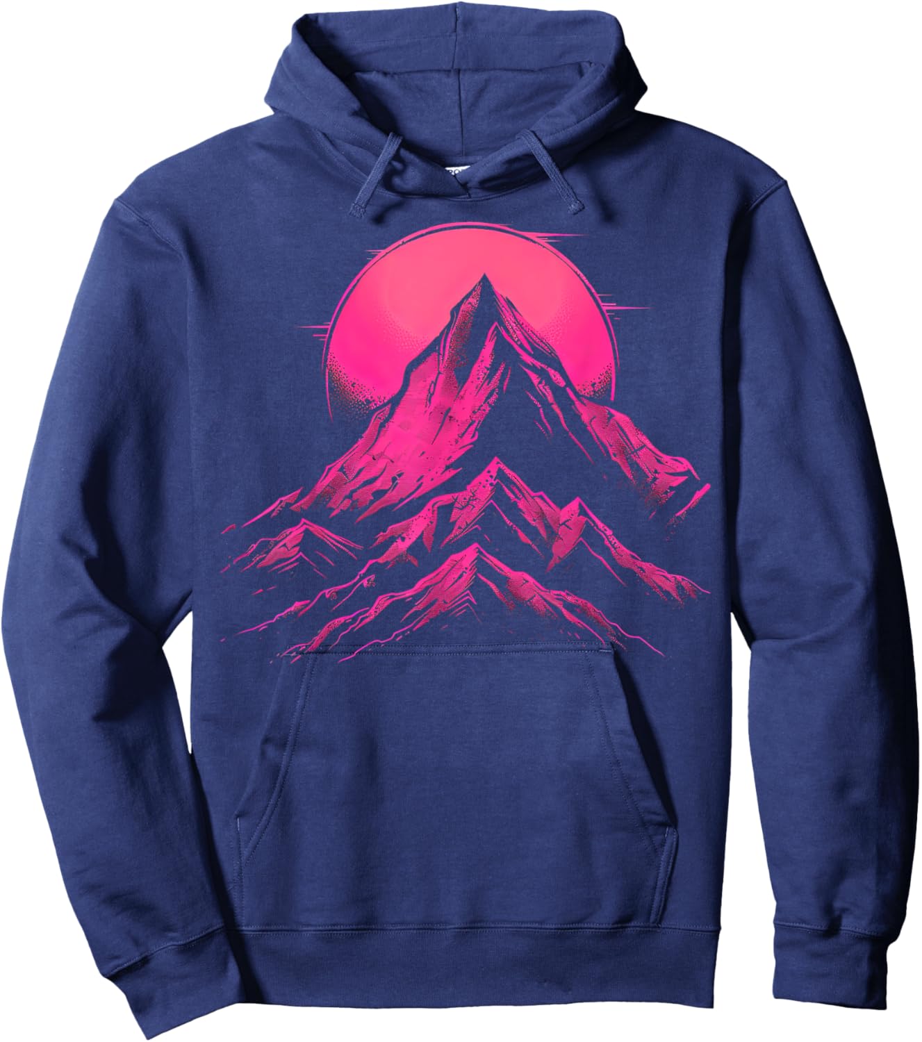 Pink and Black Mountain Abstract Outdoor Hoodie - Hoodie | Navy