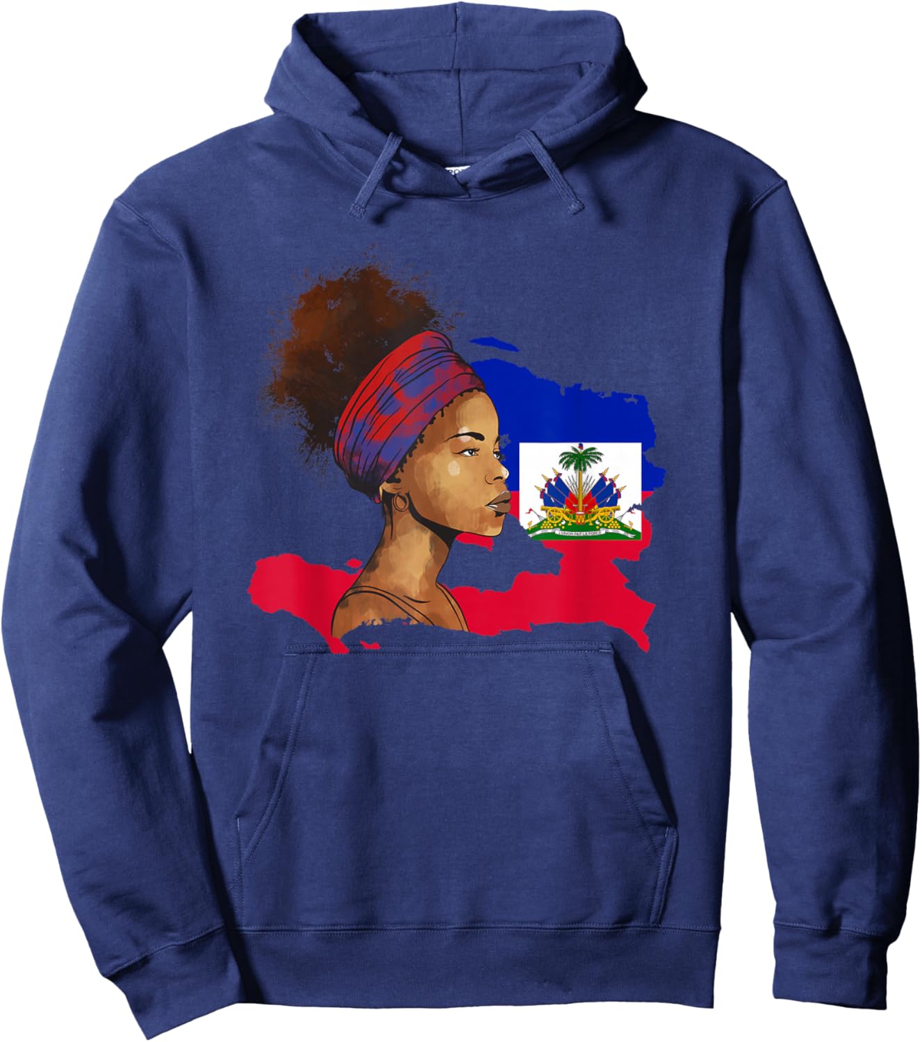 Haiti Country Map Woman Ayiti Girl Haitian Flag Day Hoodie - Hoodie | Navy